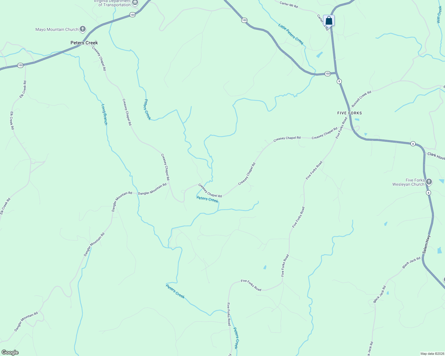 map of restaurants, bars, coffee shops, grocery stores, and more near 2739 Creasey Chapel Road in Stuart