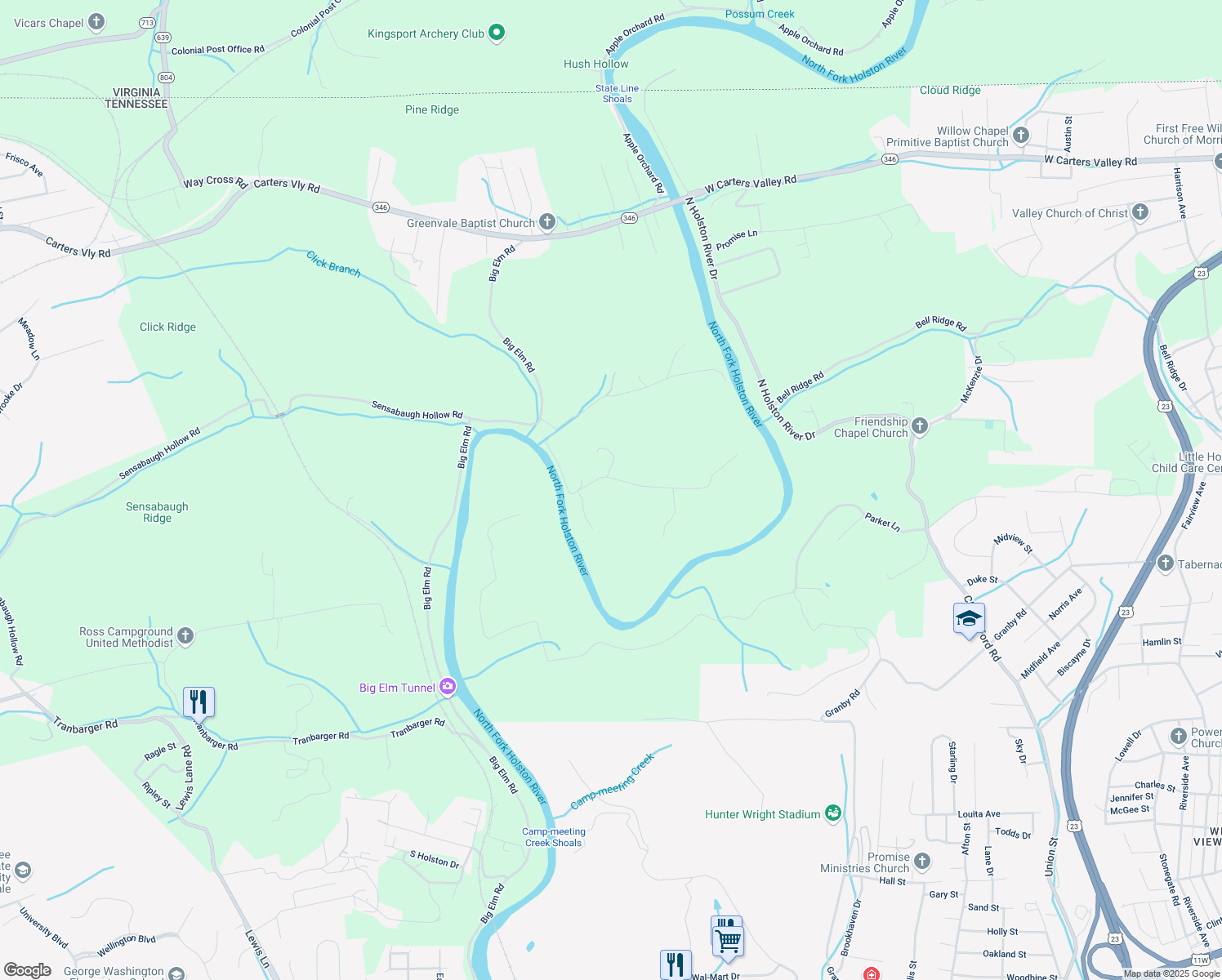 map of restaurants, bars, coffee shops, grocery stores, and more near 258 Clicktown Road in Church Hill