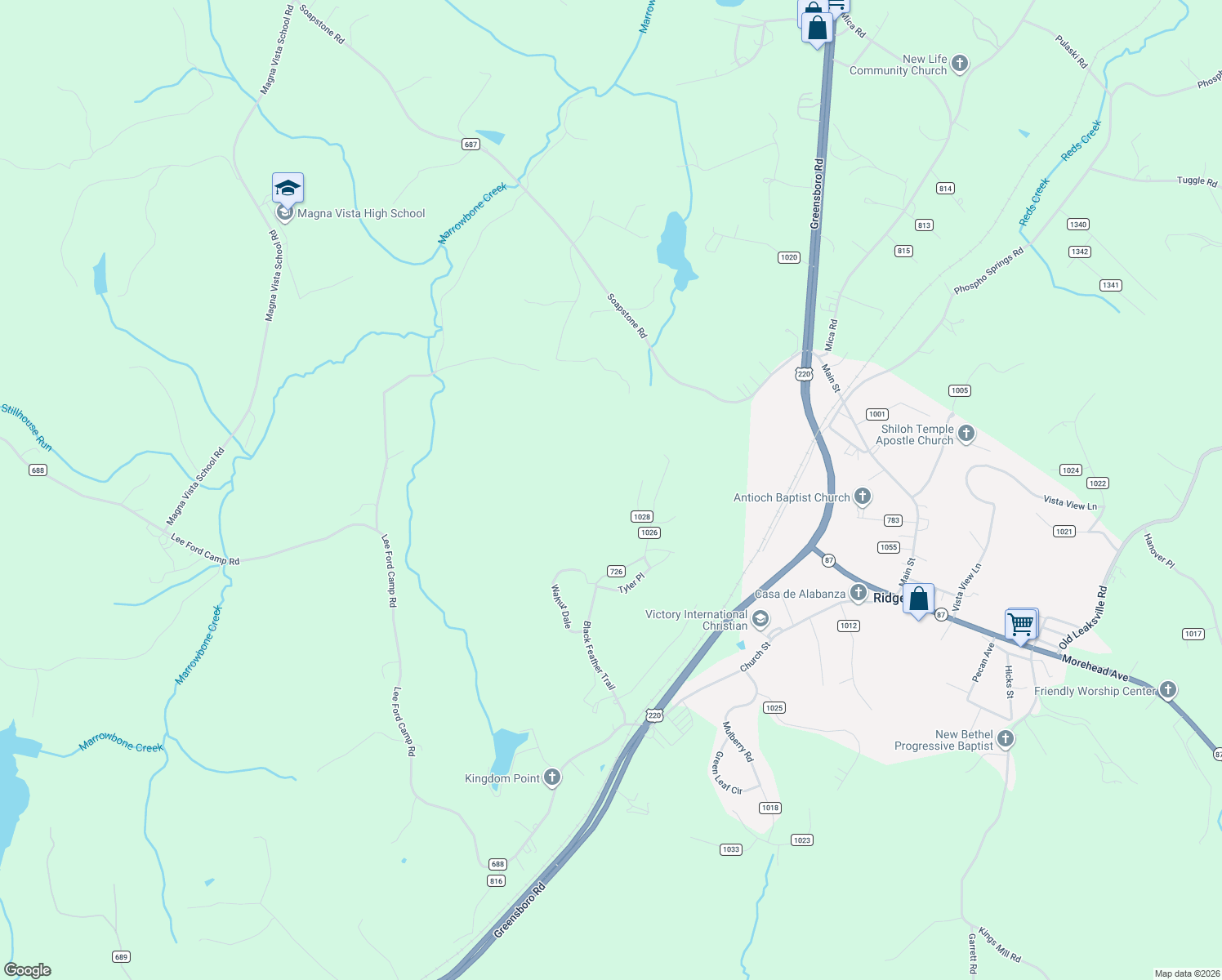 map of restaurants, bars, coffee shops, grocery stores, and more near 4 Tomahawk Trail in Ridgeway