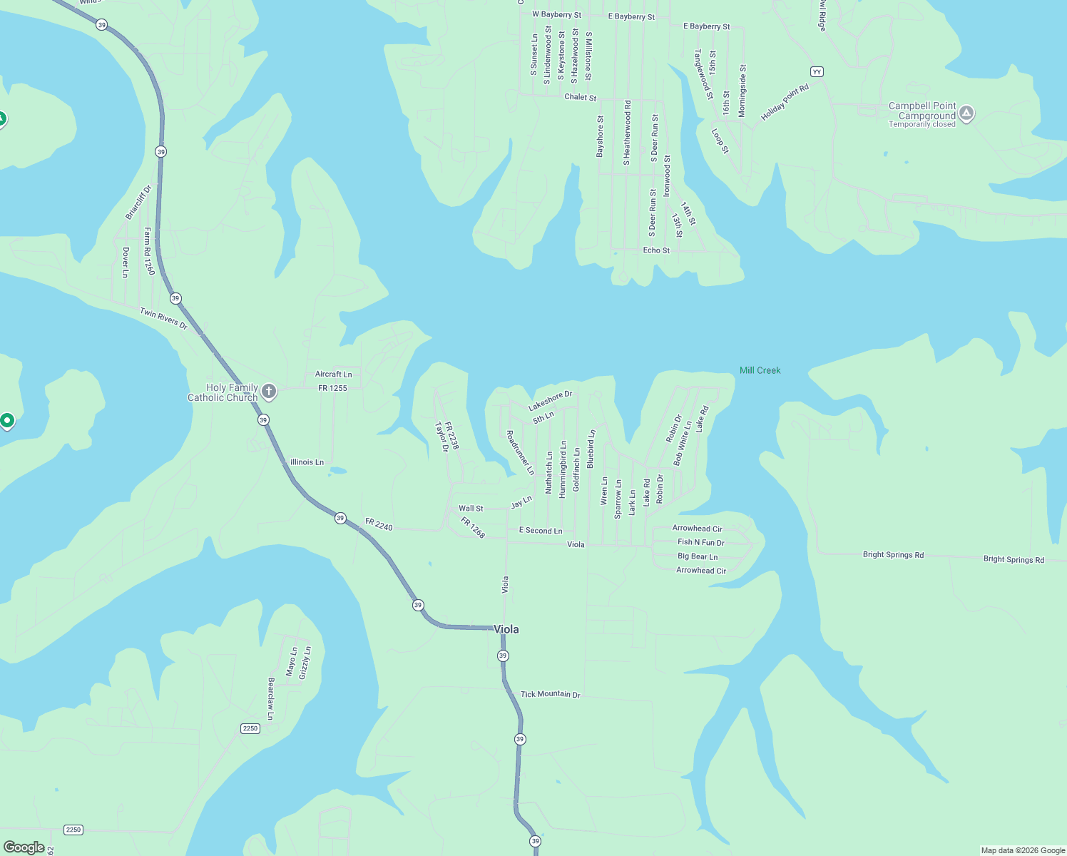 map of restaurants, bars, coffee shops, grocery stores, and more near 345 Mockingbird Lane in Shell Knob