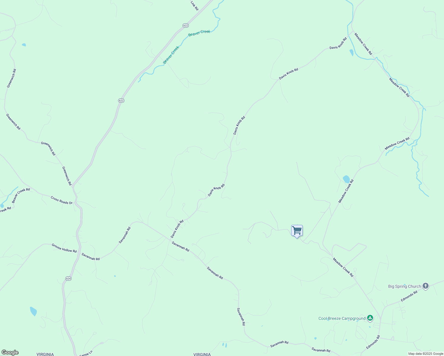 map of restaurants, bars, coffee shops, grocery stores, and more near 1692 Davis Knob Road in Galax