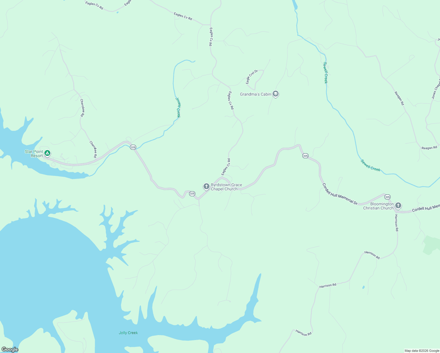 map of restaurants, bars, coffee shops, grocery stores, and more near 5019 Eagles Cove Road in Byrdstown