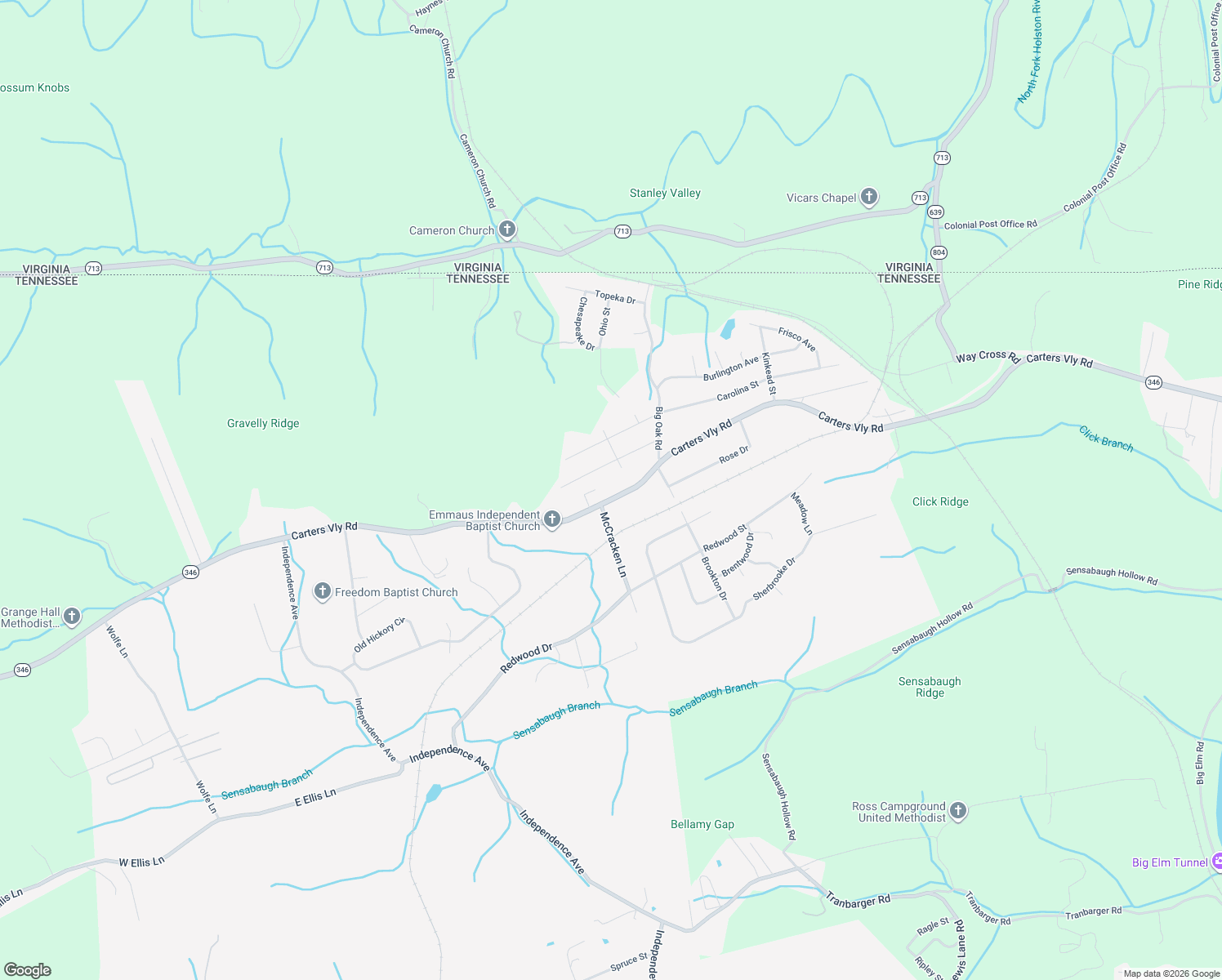 map of restaurants, bars, coffee shops, grocery stores, and more near 5909 Carters Valley Road in Church Hill