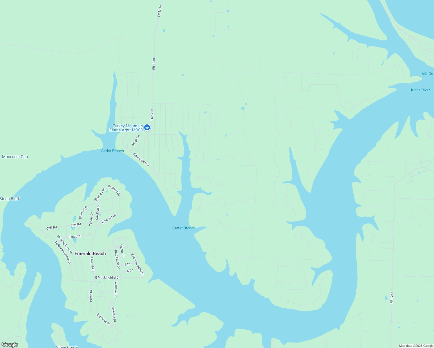 map of restaurants, bars, coffee shops, grocery stores, and more near 23714 Stonehaven Way in Shell Knob