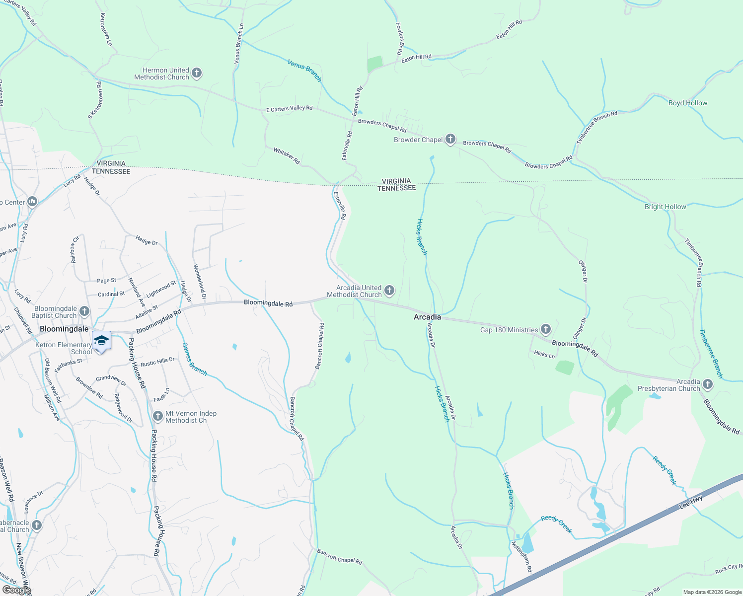 map of restaurants, bars, coffee shops, grocery stores, and more near 3937 Bloomingdale Road in Kingsport