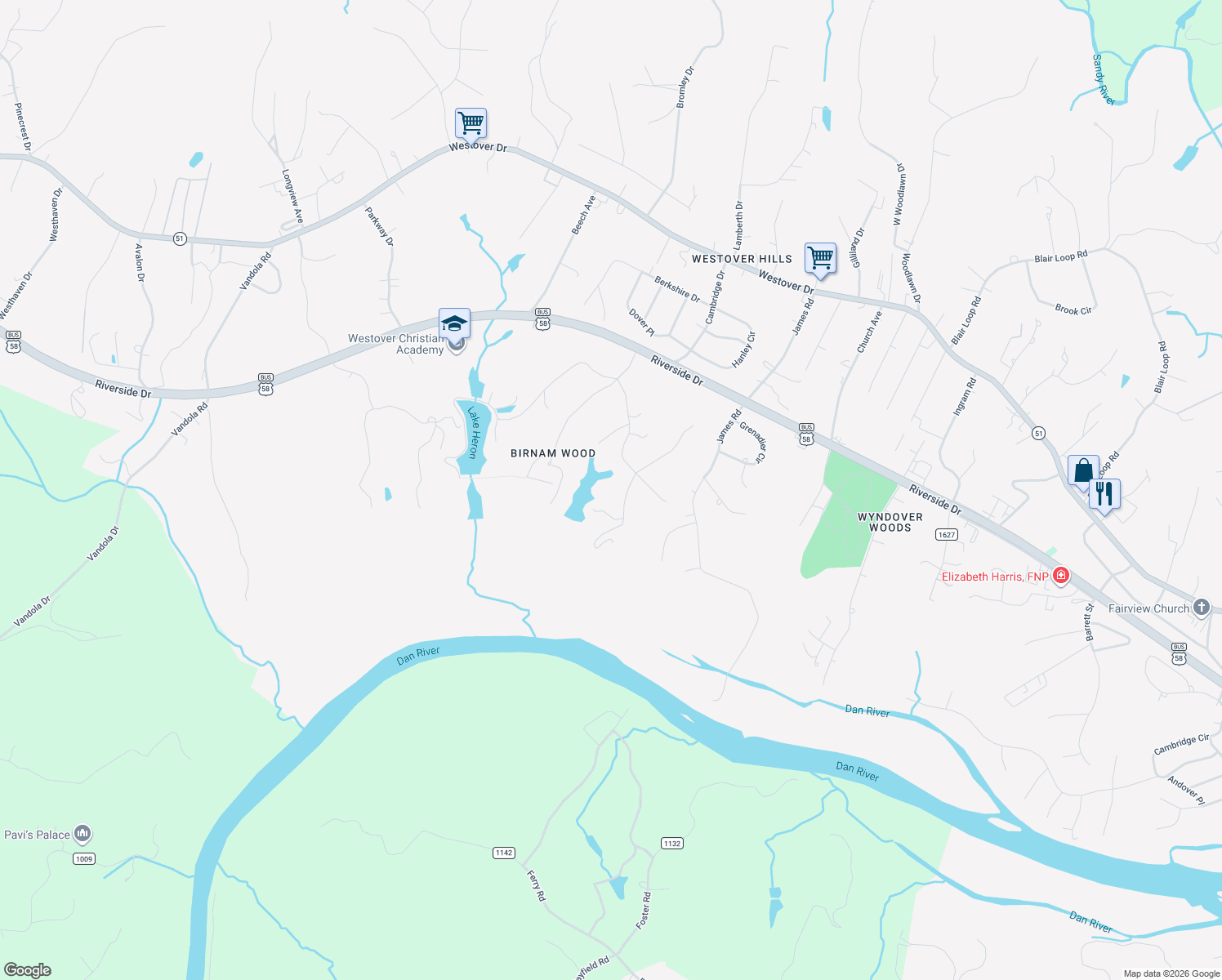 map of restaurants, bars, coffee shops, grocery stores, and more near 48 Old Farm Road in Danville