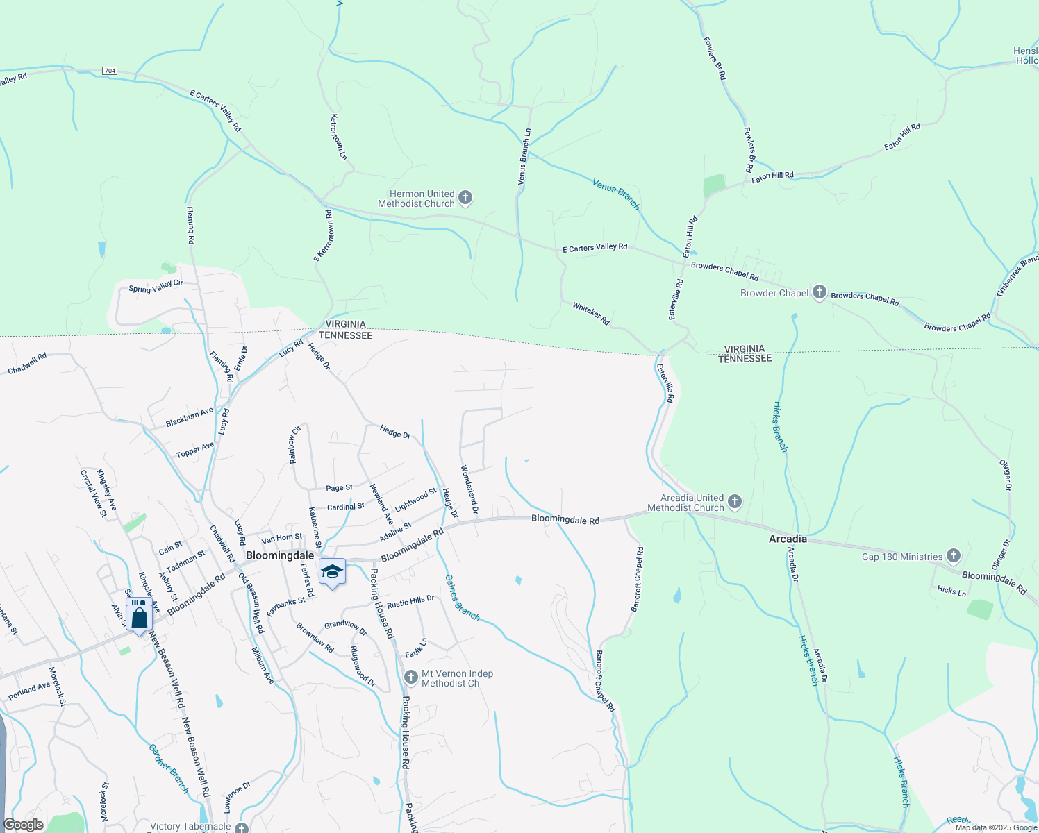 map of restaurants, bars, coffee shops, grocery stores, and more near 329 Whitehaven Drive in Kingsport