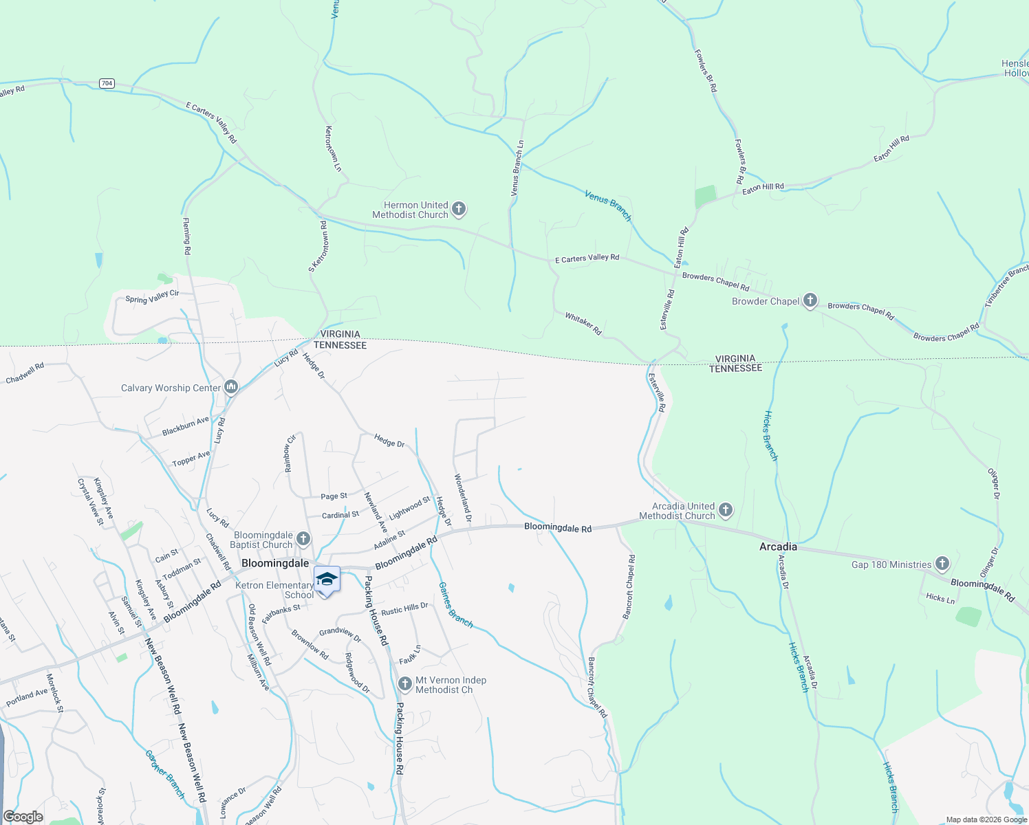 map of restaurants, bars, coffee shops, grocery stores, and more near 3747 Cheekwood Drive in Kingsport