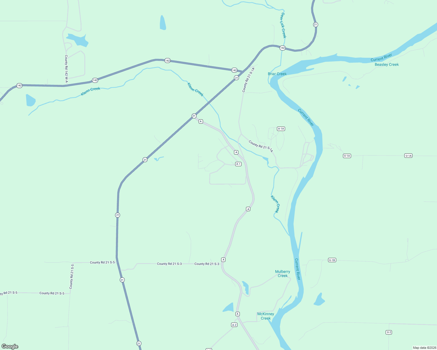 map of restaurants, bars, coffee shops, grocery stores, and more near County Road A-1 in Doniphan