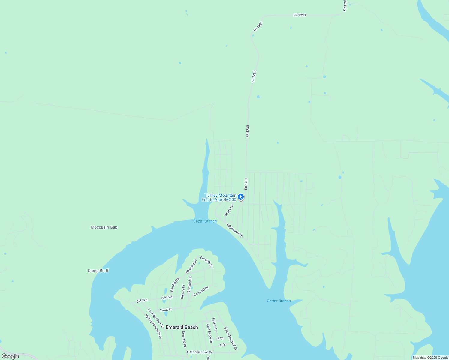 map of restaurants, bars, coffee shops, grocery stores, and more near Maple in Shell Knob