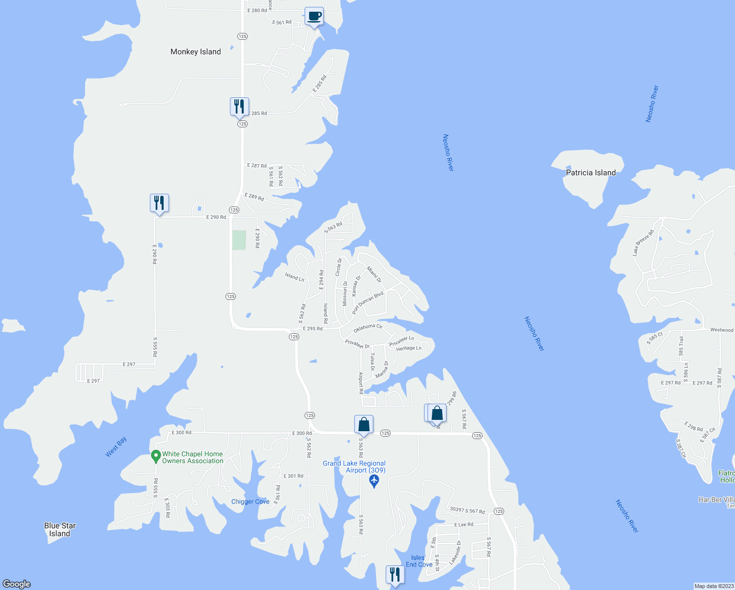 map of restaurants, bars, coffee shops, grocery stores, and more near 30 Port Duncan Boulevard in Afton