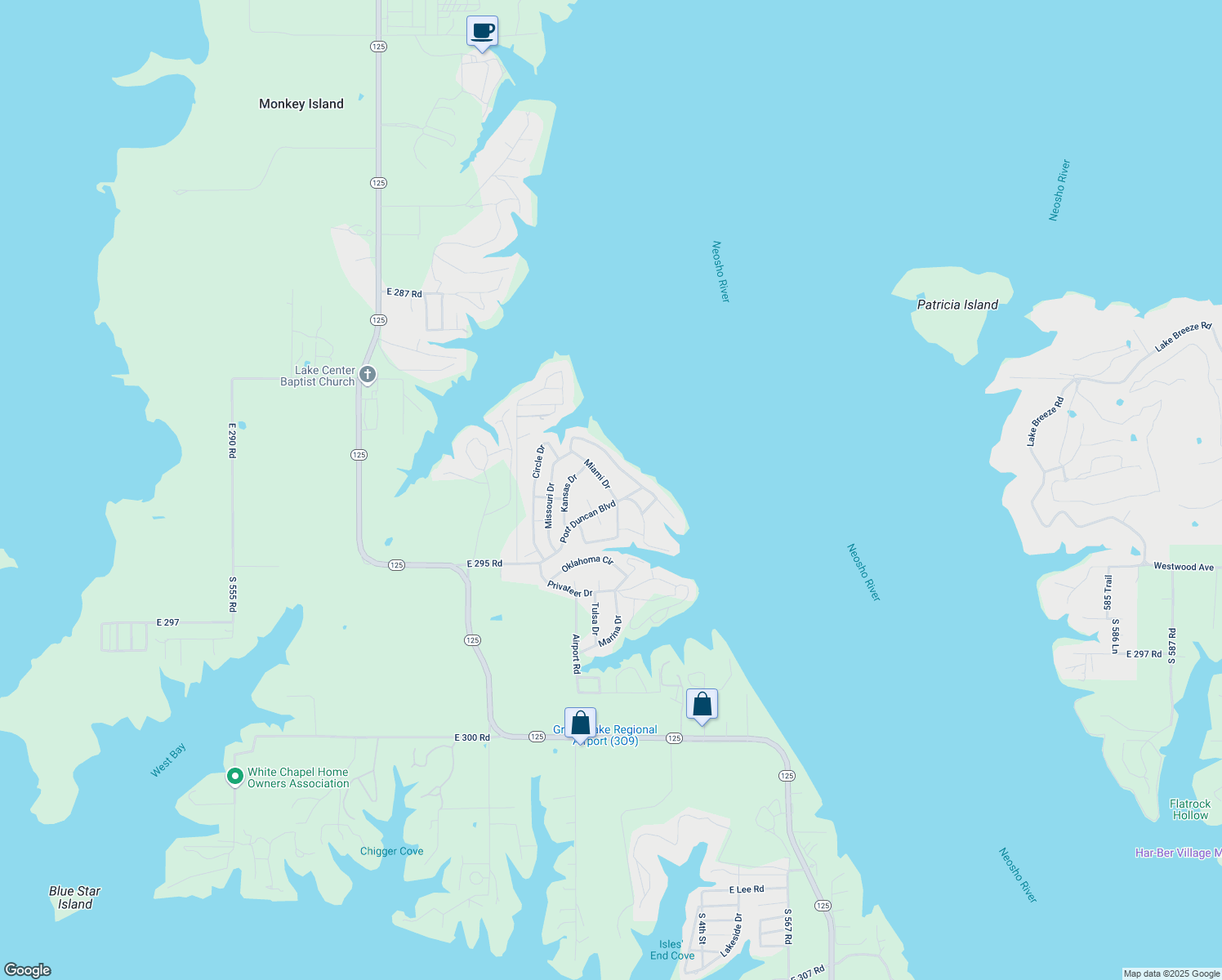 map of restaurants, bars, coffee shops, grocery stores, and more near 3 Miami Drive in Monkey Island