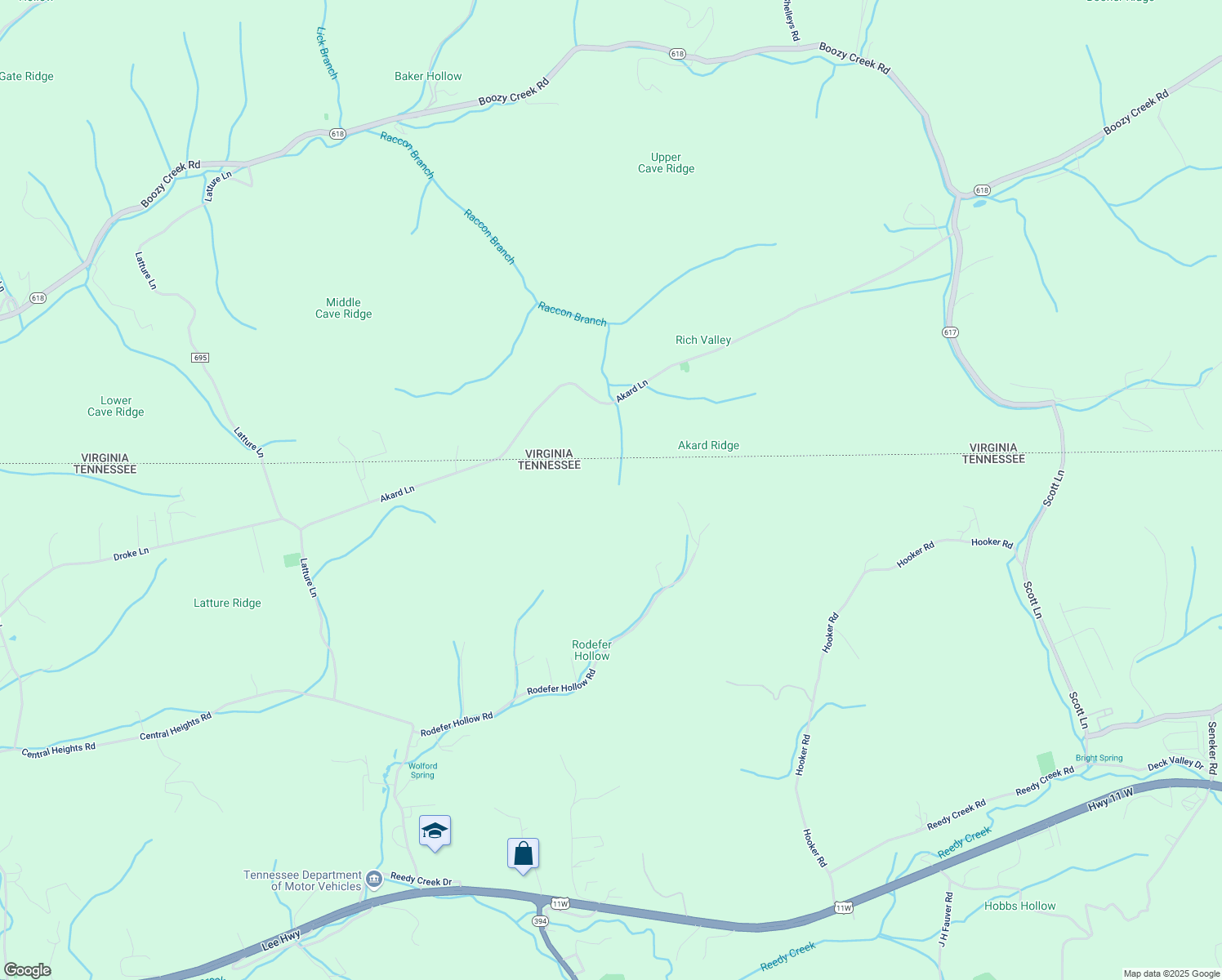 map of restaurants, bars, coffee shops, grocery stores, and more near 651 Rodefer Hollow Road in Blountville