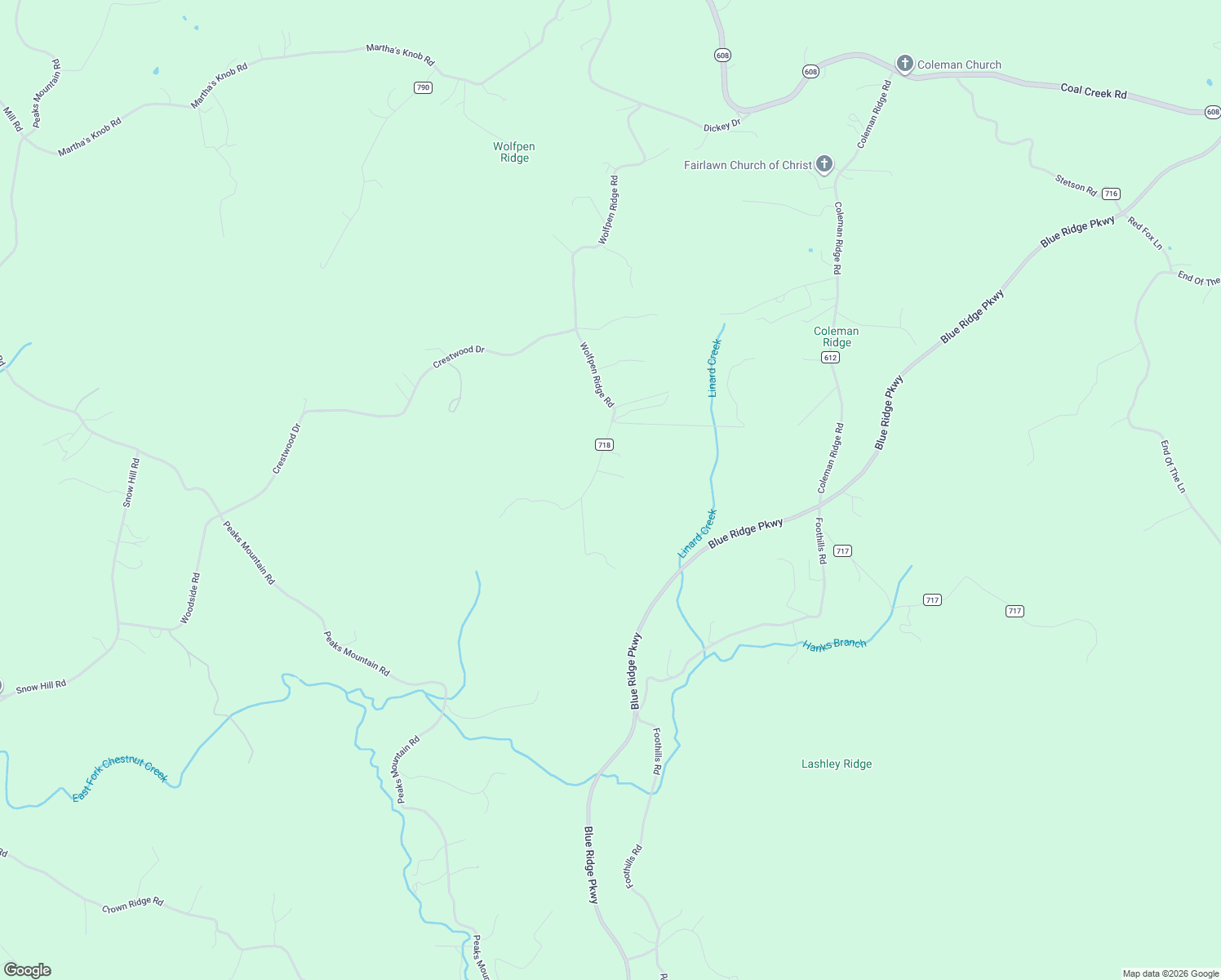 map of restaurants, bars, coffee shops, grocery stores, and more near Wooden Bridge Road in Galax