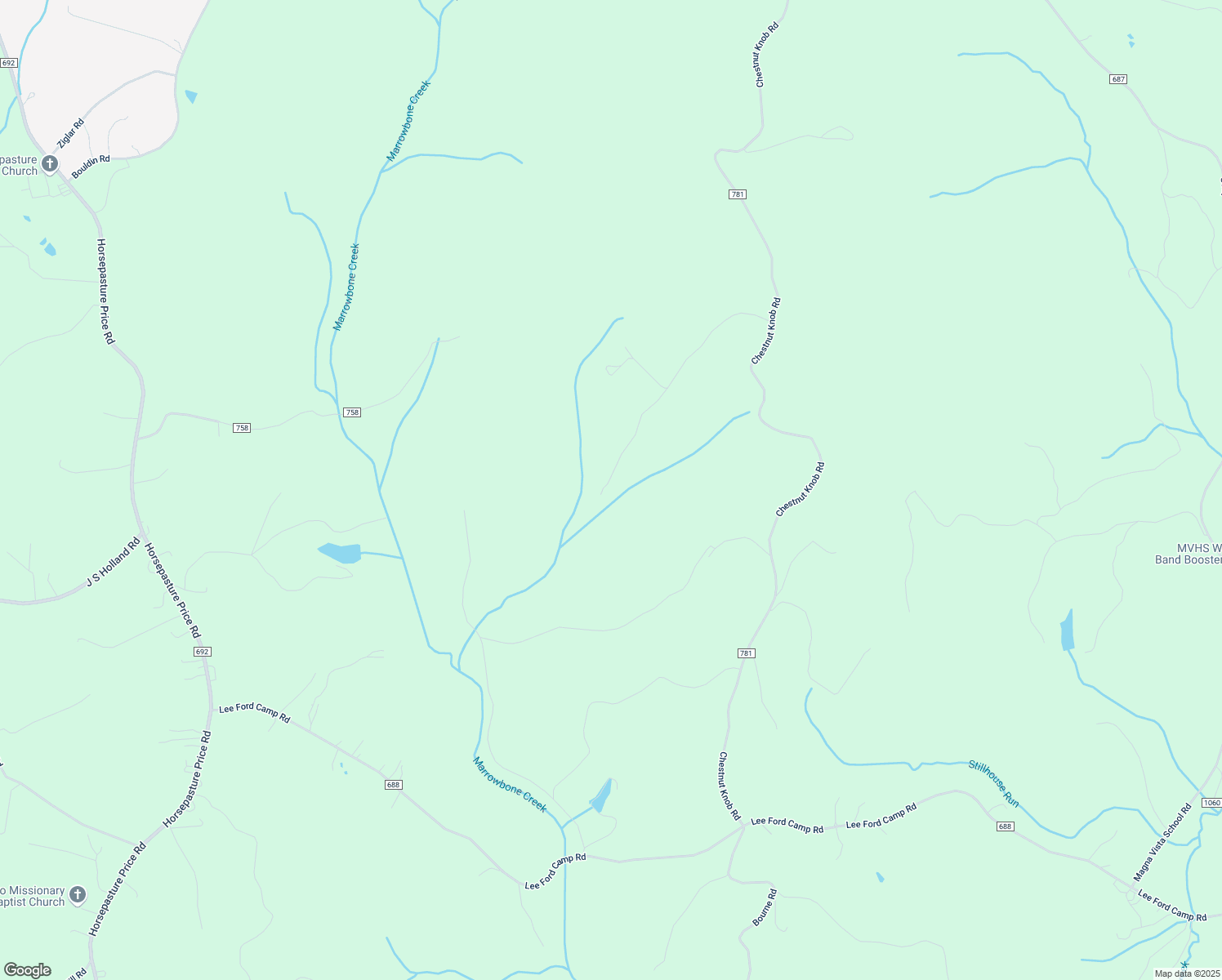 map of restaurants, bars, coffee shops, grocery stores, and more near 409 Buck Lane in Martinsville