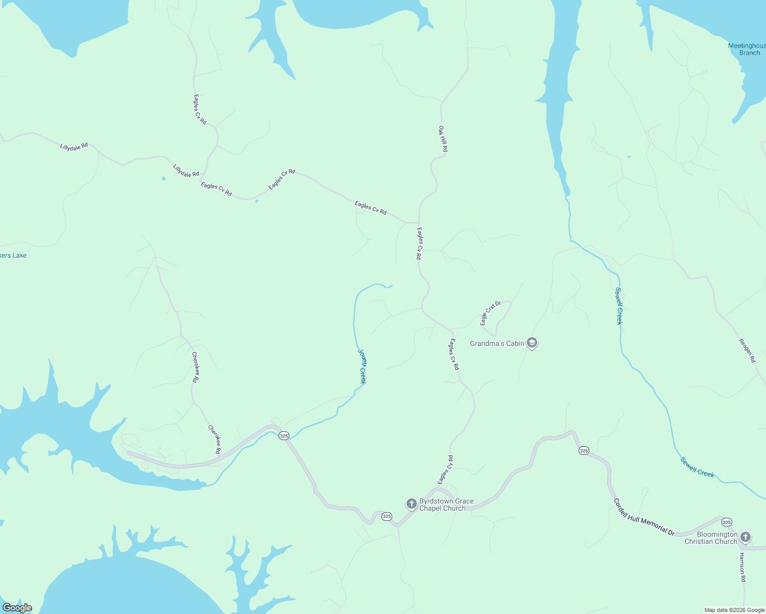 map of restaurants, bars, coffee shops, grocery stores, and more near 161 Koala Ridge in Byrdstown