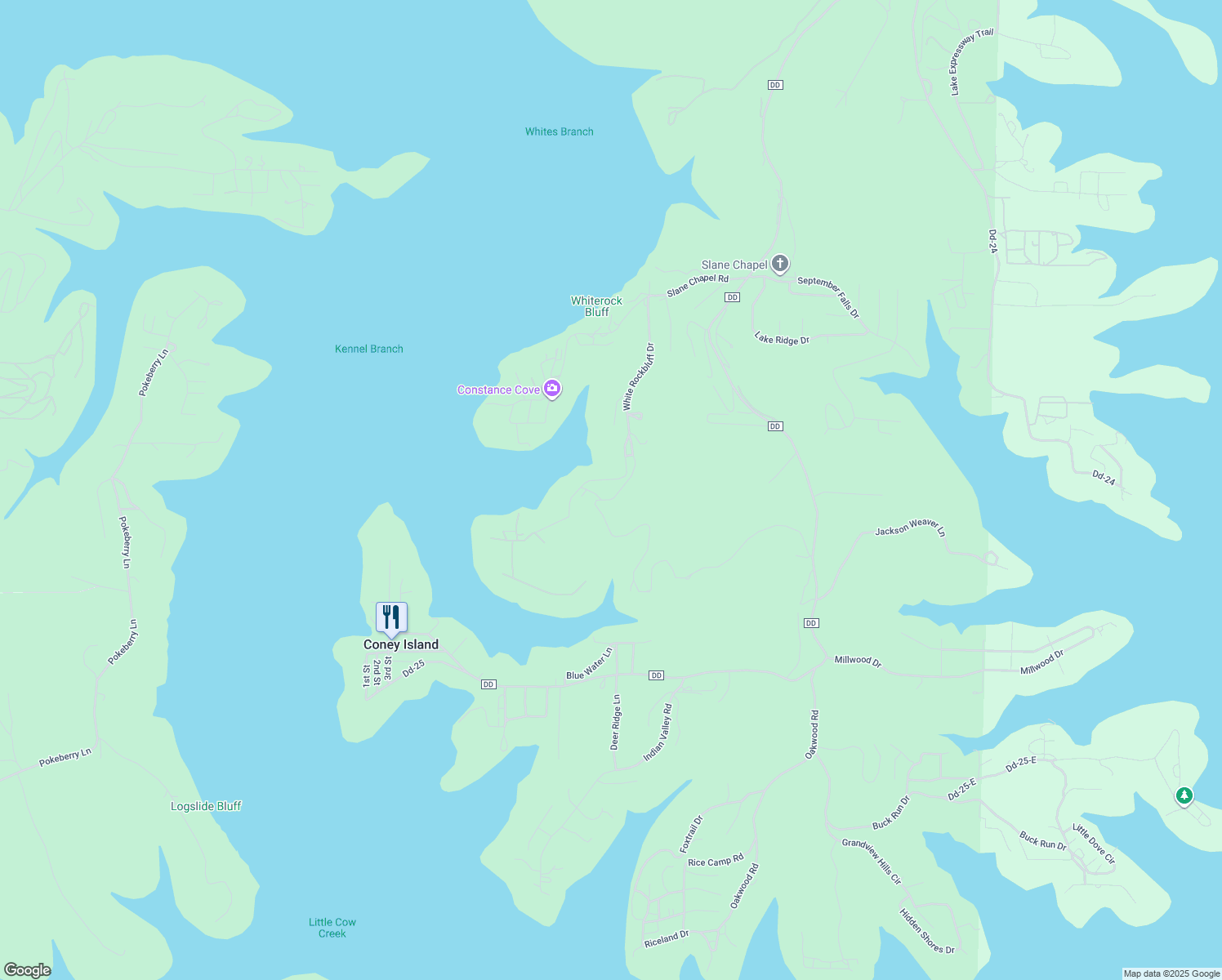 map of restaurants, bars, coffee shops, grocery stores, and more near 133-231 Jami Lane in Reeds Spring