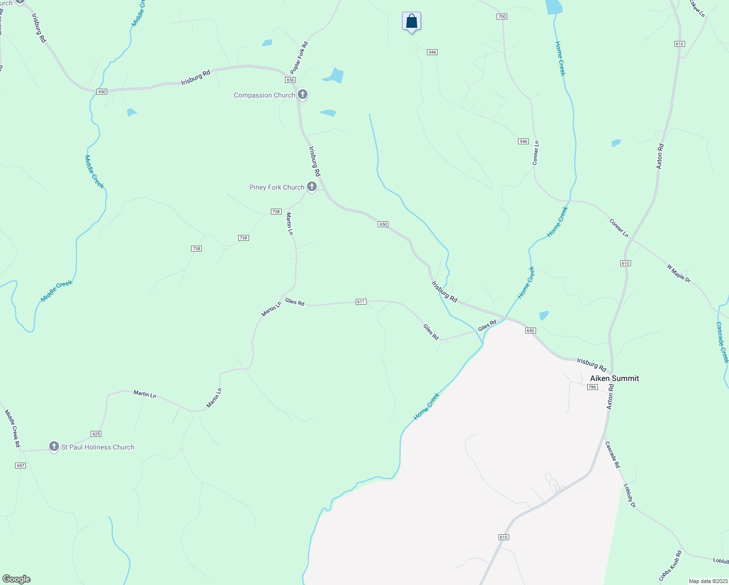 map of restaurants, bars, coffee shops, grocery stores, and more near 778 Giles Road in Axton