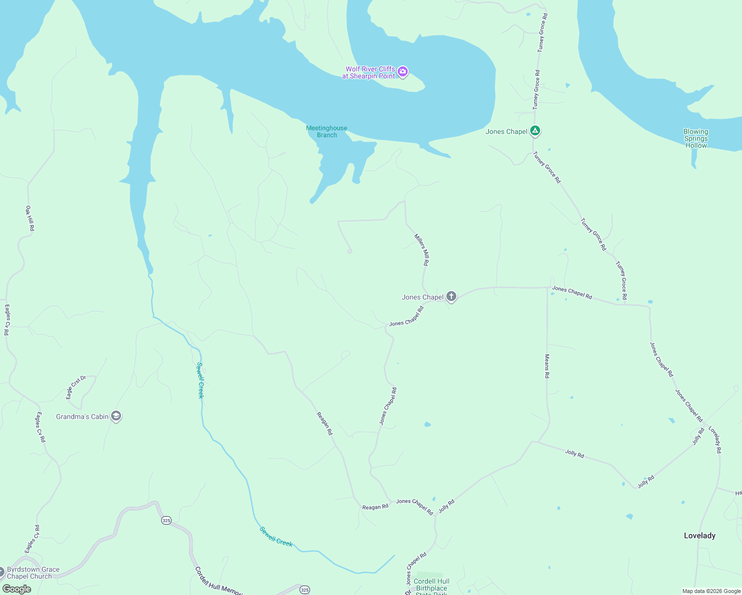 map of restaurants, bars, coffee shops, grocery stores, and more near 1108 Twin Falls Lane in Byrdstown