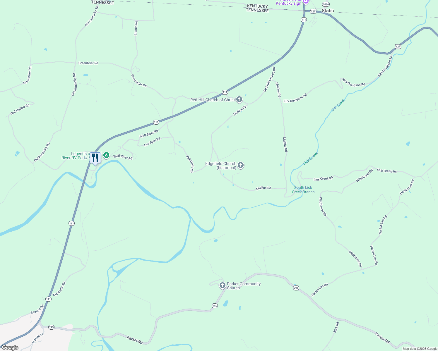 map of restaurants, bars, coffee shops, grocery stores, and more near 3136 Mullins Road in Byrdstown