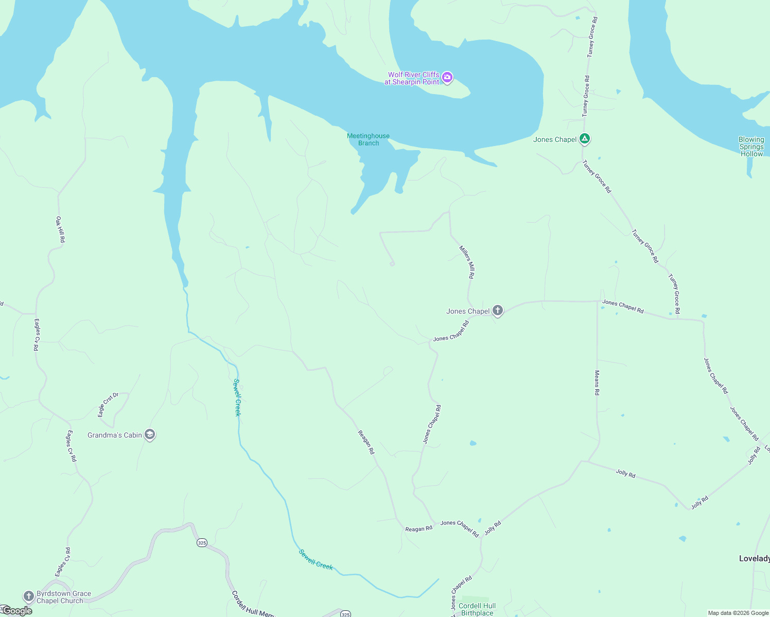 map of restaurants, bars, coffee shops, grocery stores, and more near 1108 Twin Falls Lane in Byrdstown