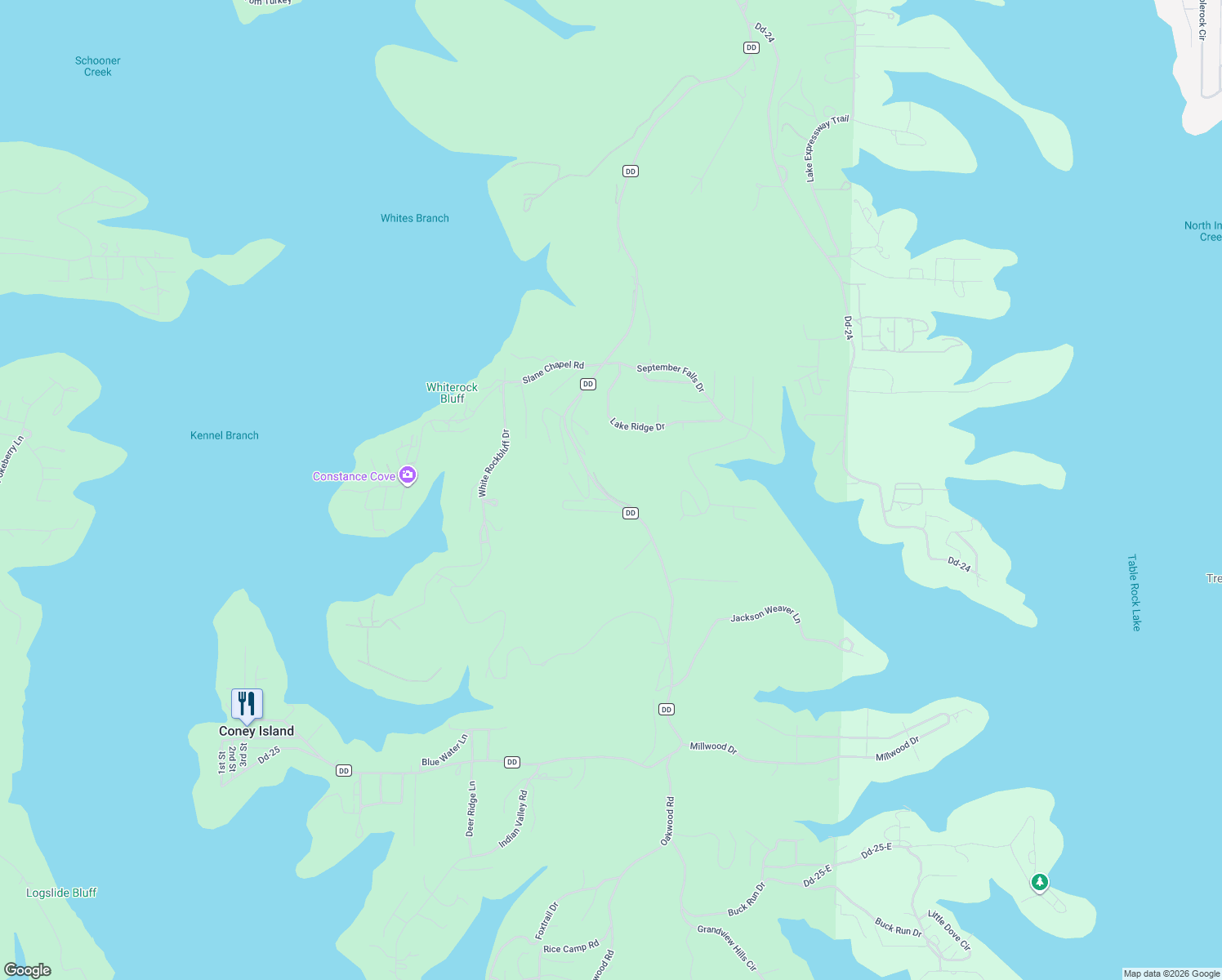 map of restaurants, bars, coffee shops, grocery stores, and more near 6441-6607 State Highway Dd in Reeds Spring