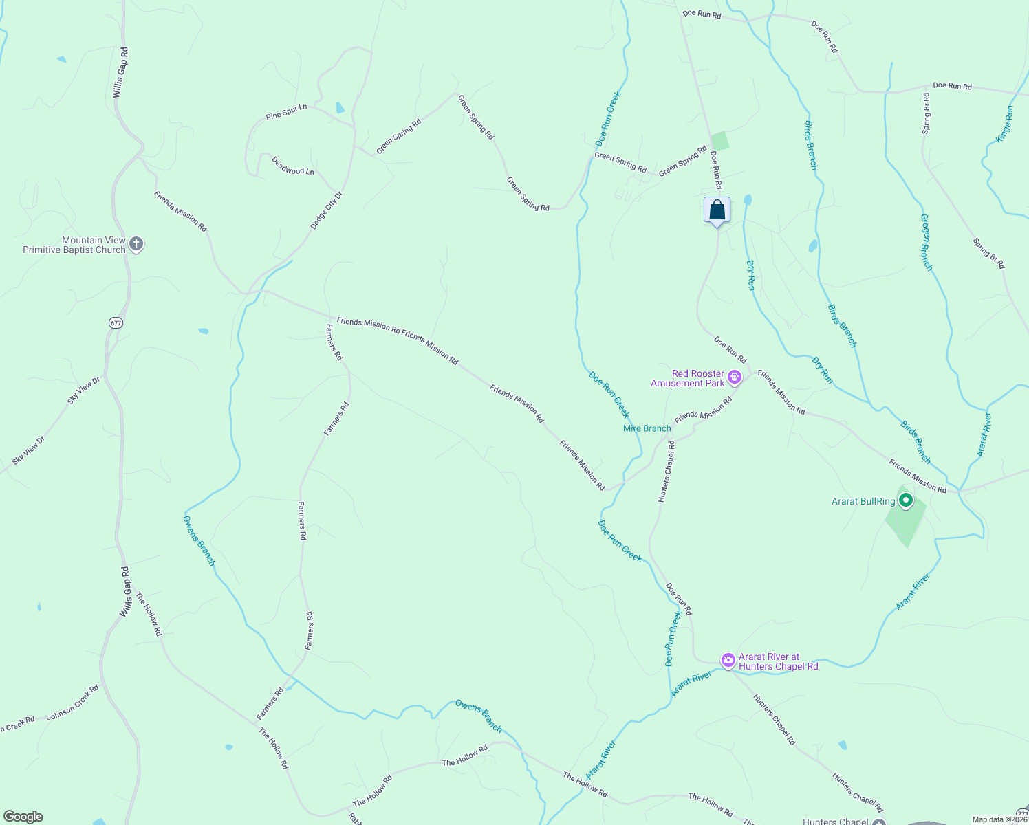 map of restaurants, bars, coffee shops, grocery stores, and more near 1300-1708 Friends Mission Road in Ararat