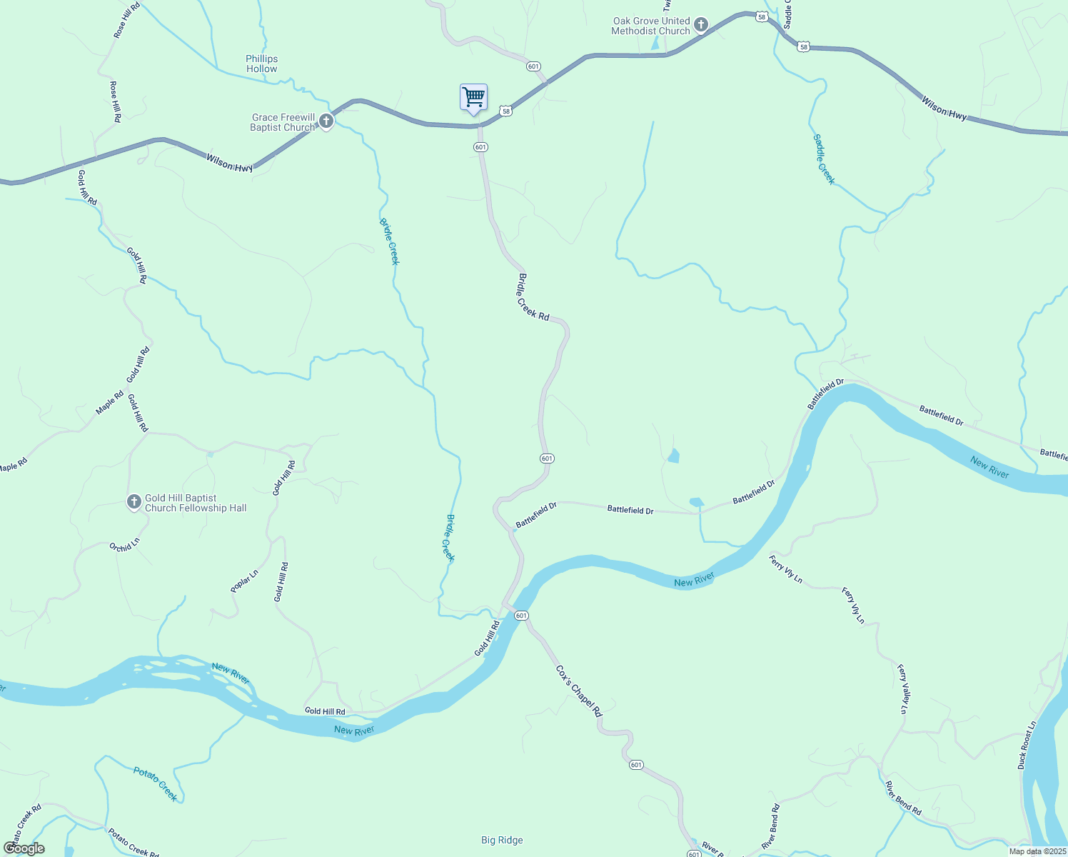 map of restaurants, bars, coffee shops, grocery stores, and more near 1170 Bridle Creek Road in Independence