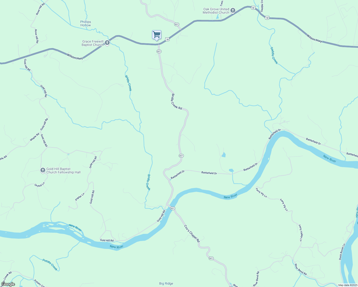 map of restaurants, bars, coffee shops, grocery stores, and more near 1170 Bridle Creek Road in Independence