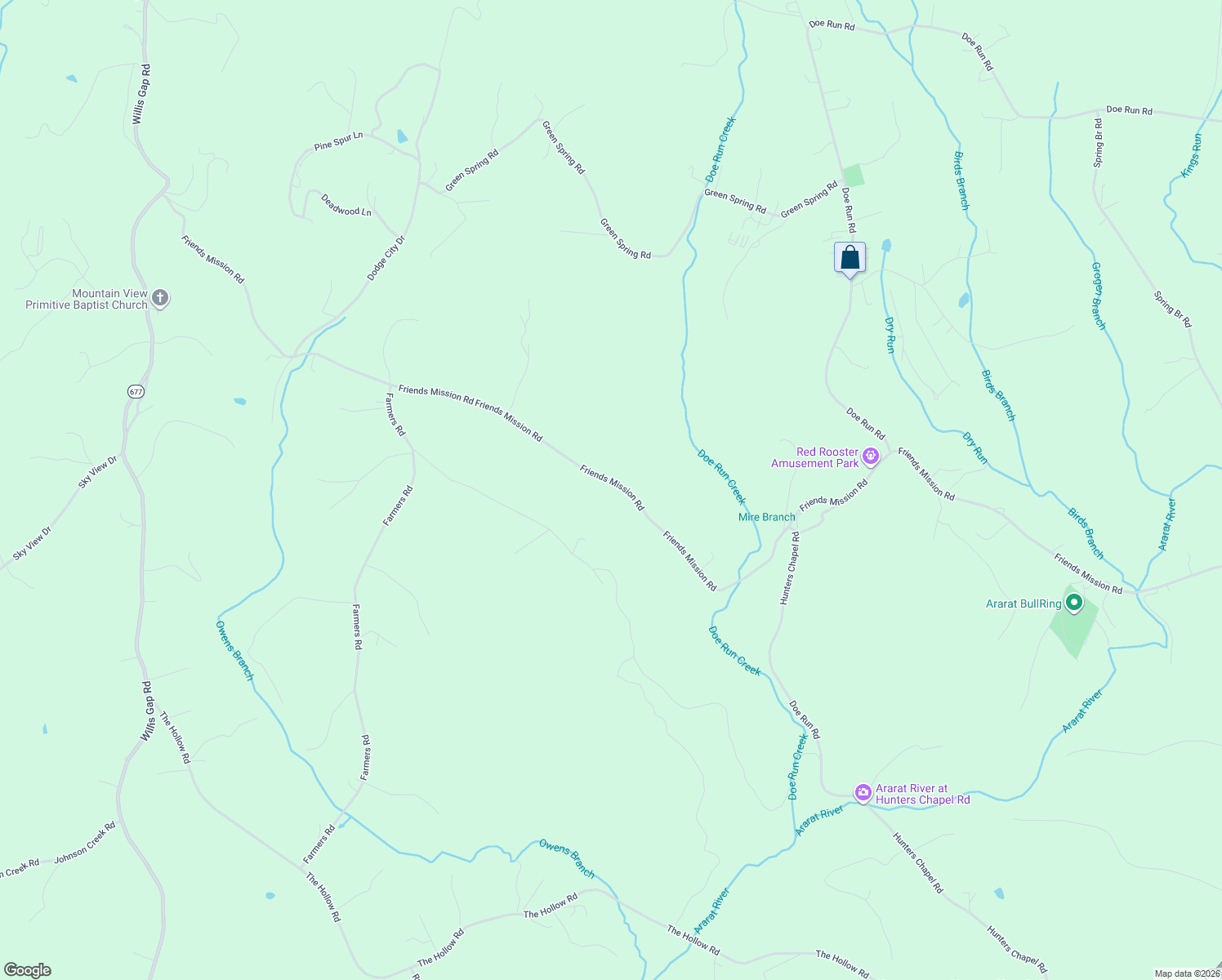 map of restaurants, bars, coffee shops, grocery stores, and more near 1300 Friends Mission Road in Ararat