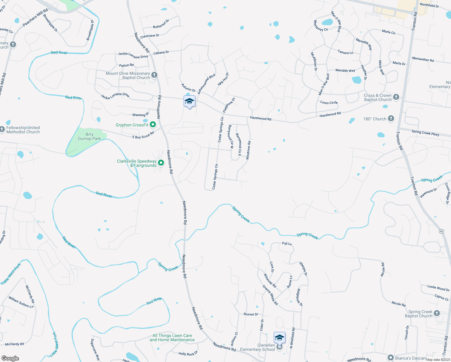 map of restaurants, bars, coffee shops, grocery stores, and more near 1872 Darlington Drive in Clarksville