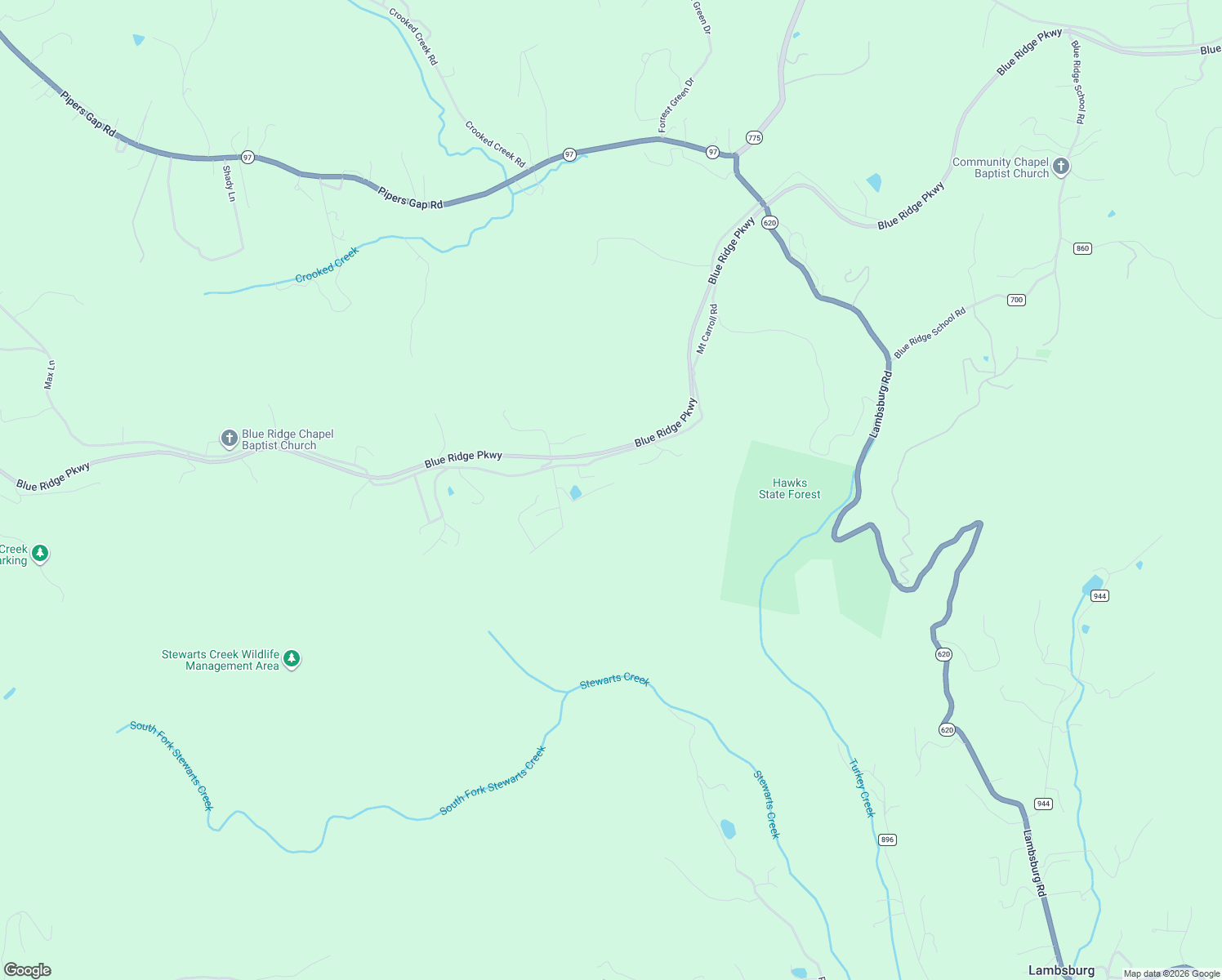 map of restaurants, bars, coffee shops, grocery stores, and more near Mount Carroll Road in Galax