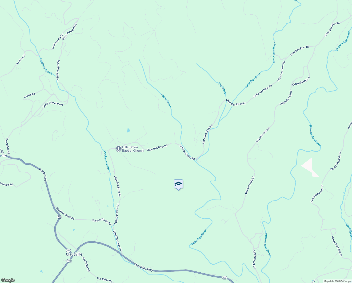 map of restaurants, bars, coffee shops, grocery stores, and more near 1879 Little Dan River Road in Claudville