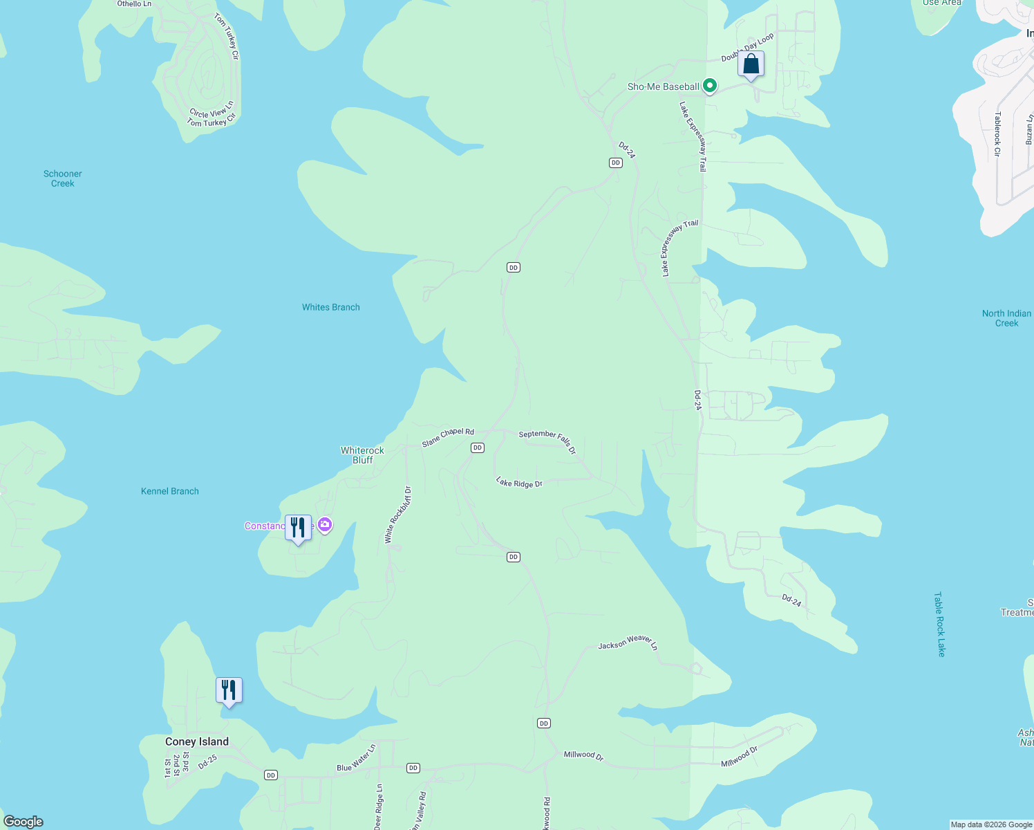 map of restaurants, bars, coffee shops, grocery stores, and more near 5753-5999 State Highway DD in Reeds Spring
