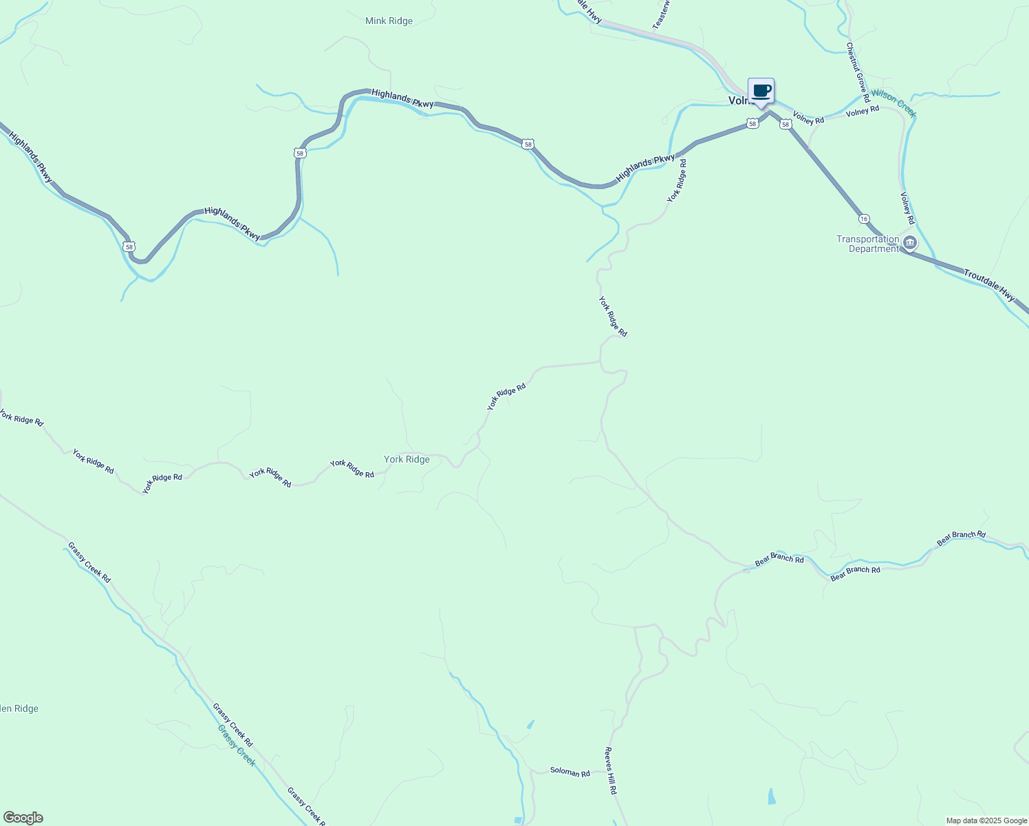 map of restaurants, bars, coffee shops, grocery stores, and more near 1391 York Ridge Road in Mouth of Wilson