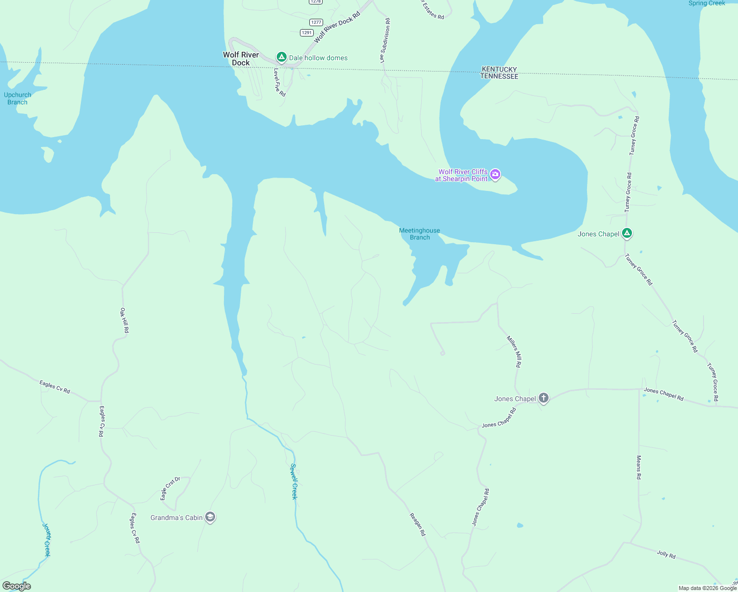 map of restaurants, bars, coffee shops, grocery stores, and more near 1000 Reagan Road in Byrdstown