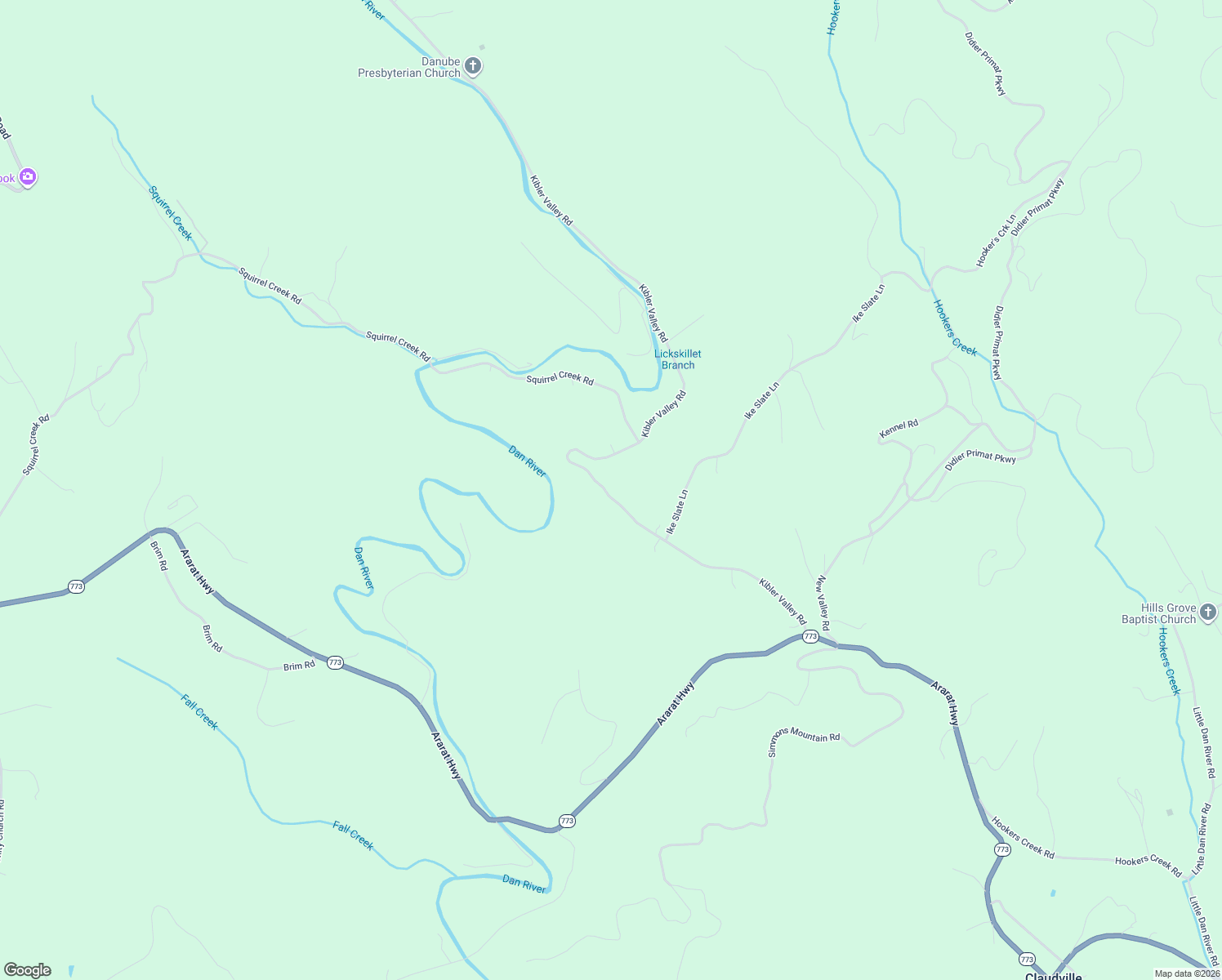 map of restaurants, bars, coffee shops, grocery stores, and more near 1440 Kibler Valley Road in Ararat