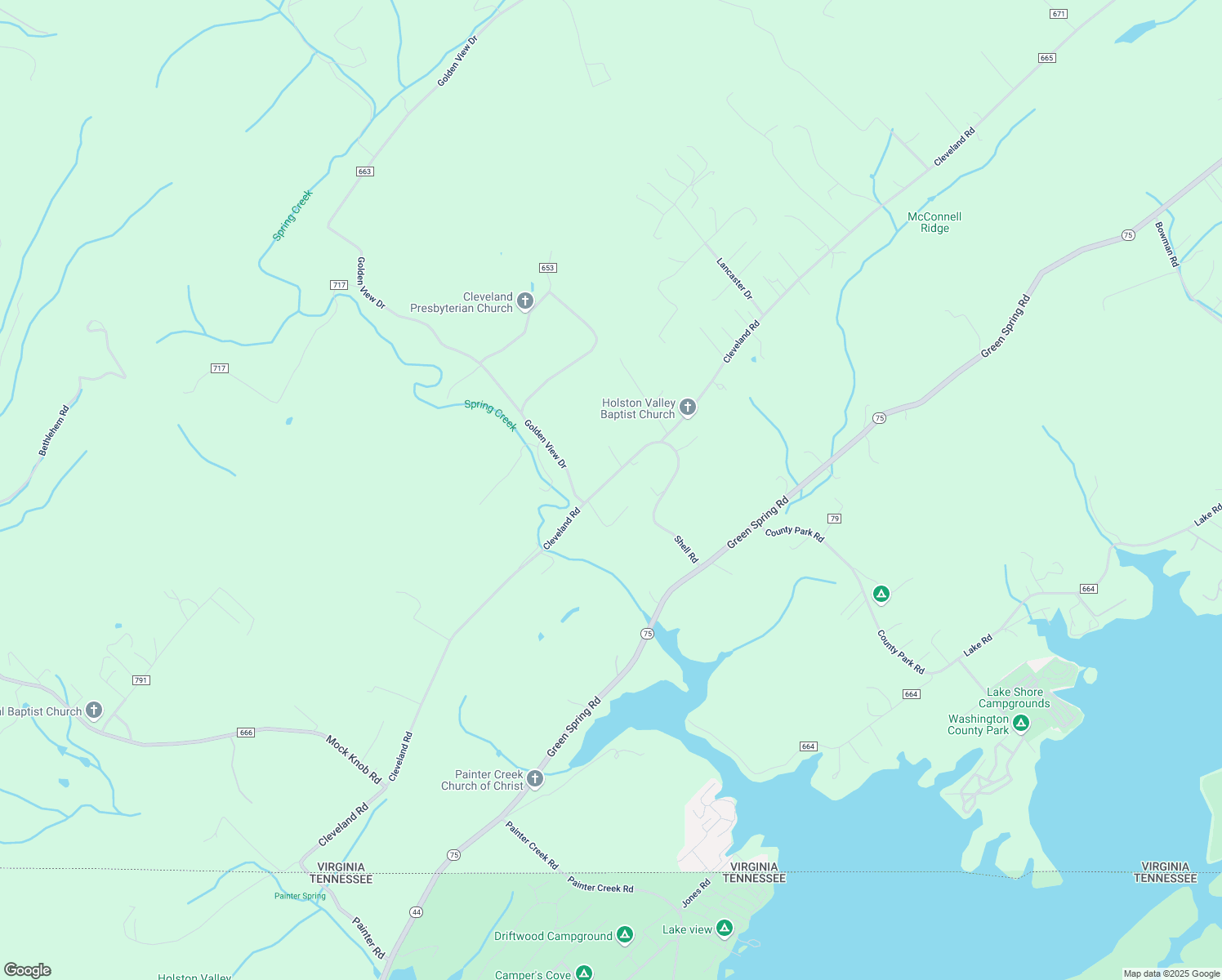 map of restaurants, bars, coffee shops, grocery stores, and more near 18232 Cleveland Road in Abingdon