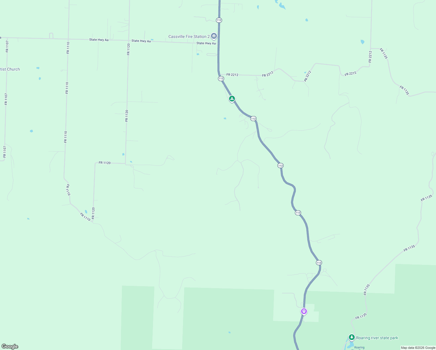 map of restaurants, bars, coffee shops, grocery stores, and more near 22011 Coyote Ridge Road in Cassville