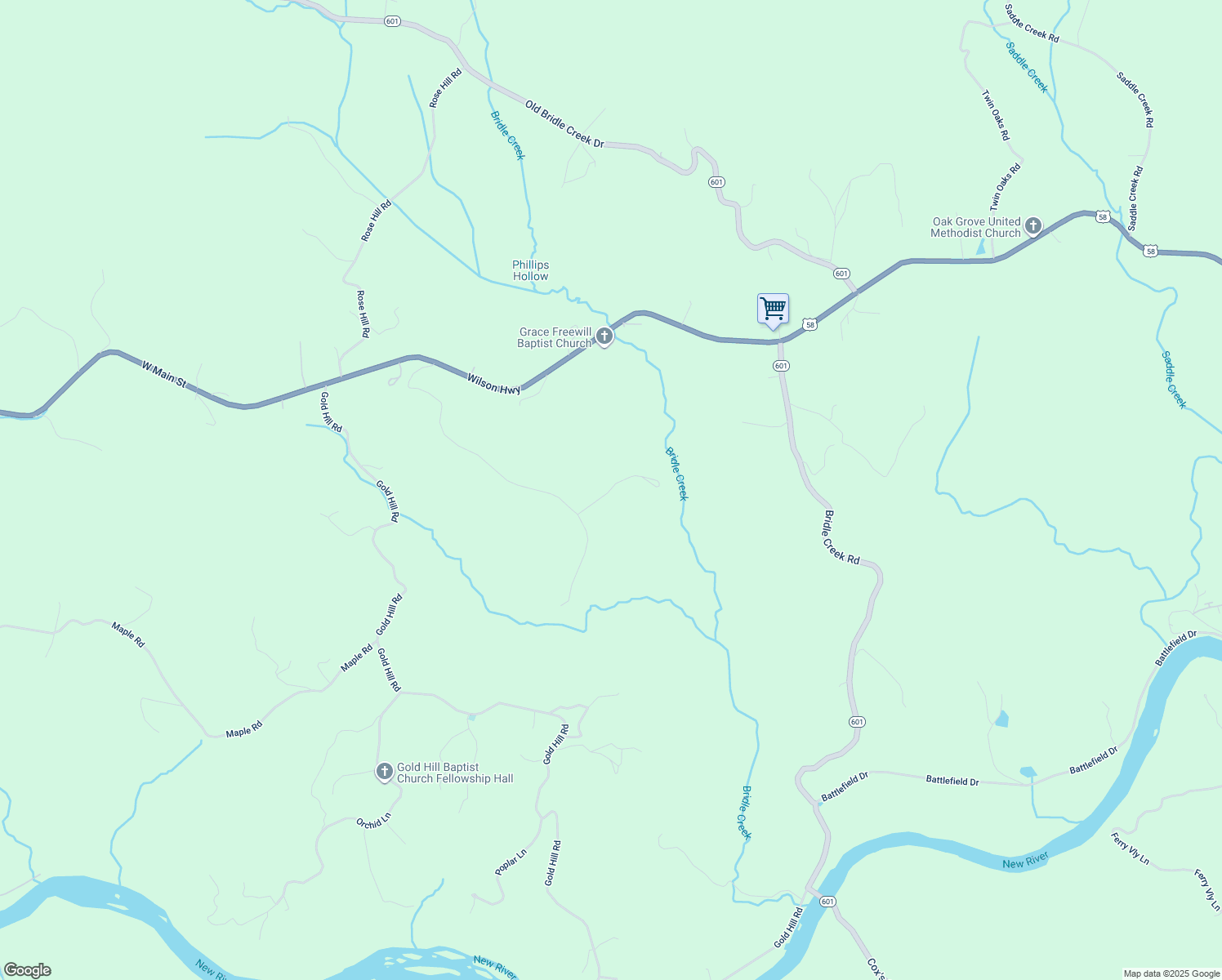 map of restaurants, bars, coffee shops, grocery stores, and more near Little Big Horn Lane in Grayson County