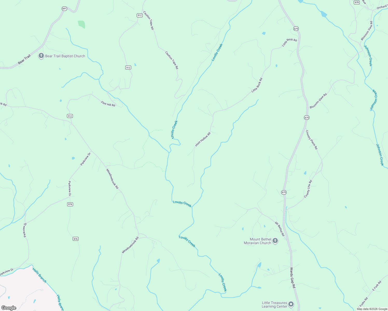 map of restaurants, bars, coffee shops, grocery stores, and more near Little Rock Road in Cana