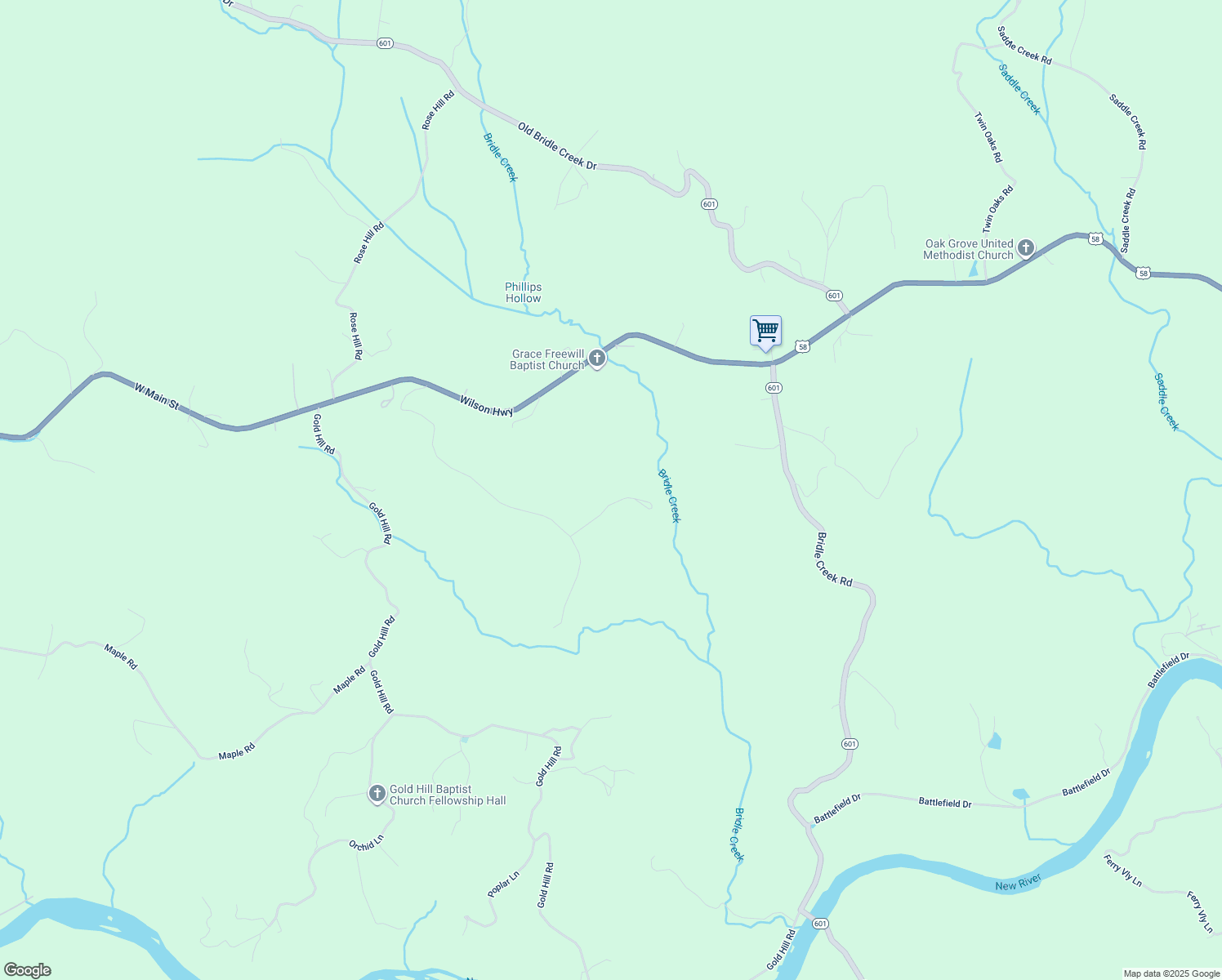 map of restaurants, bars, coffee shops, grocery stores, and more near Little Big Horn Lane in Grayson County