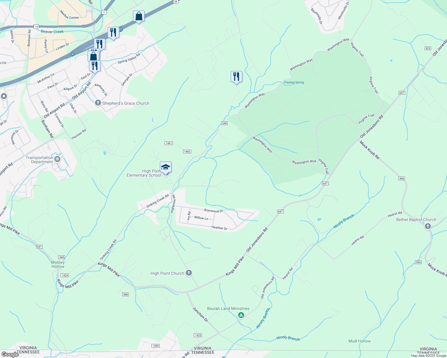 map of restaurants, bars, coffee shops, grocery stores, and more near 14197-14299 Penny Lane in Bristol