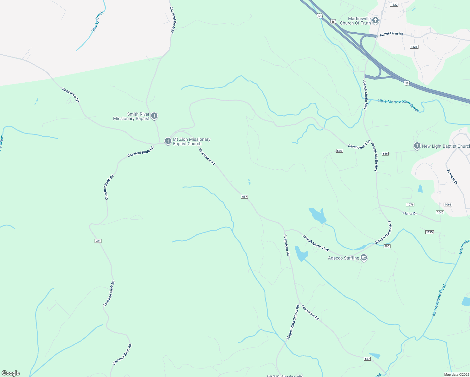 map of restaurants, bars, coffee shops, grocery stores, and more near Soapstone Road in Ridgeway