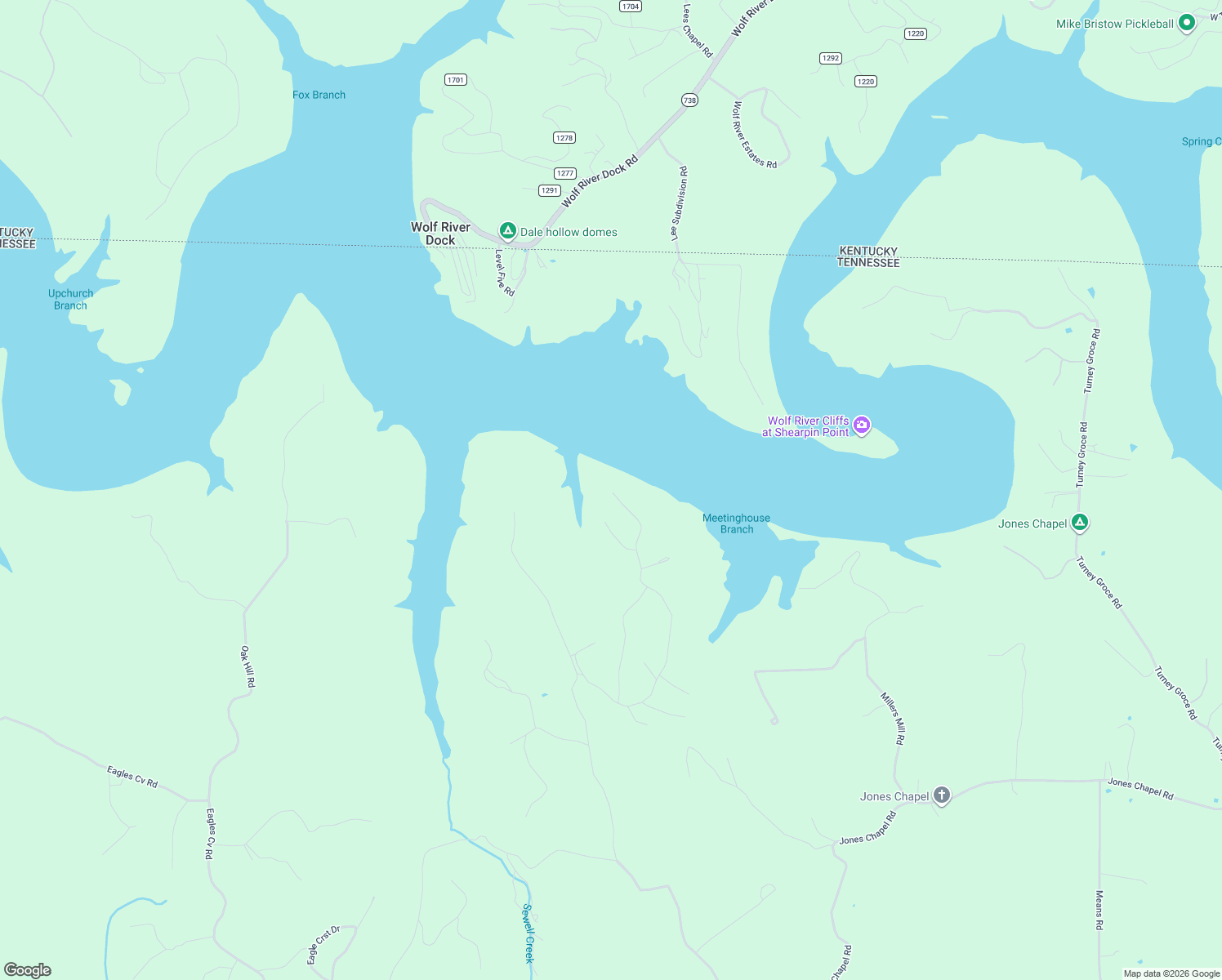 map of restaurants, bars, coffee shops, grocery stores, and more near 2599 Reagan Road in Byrdstown