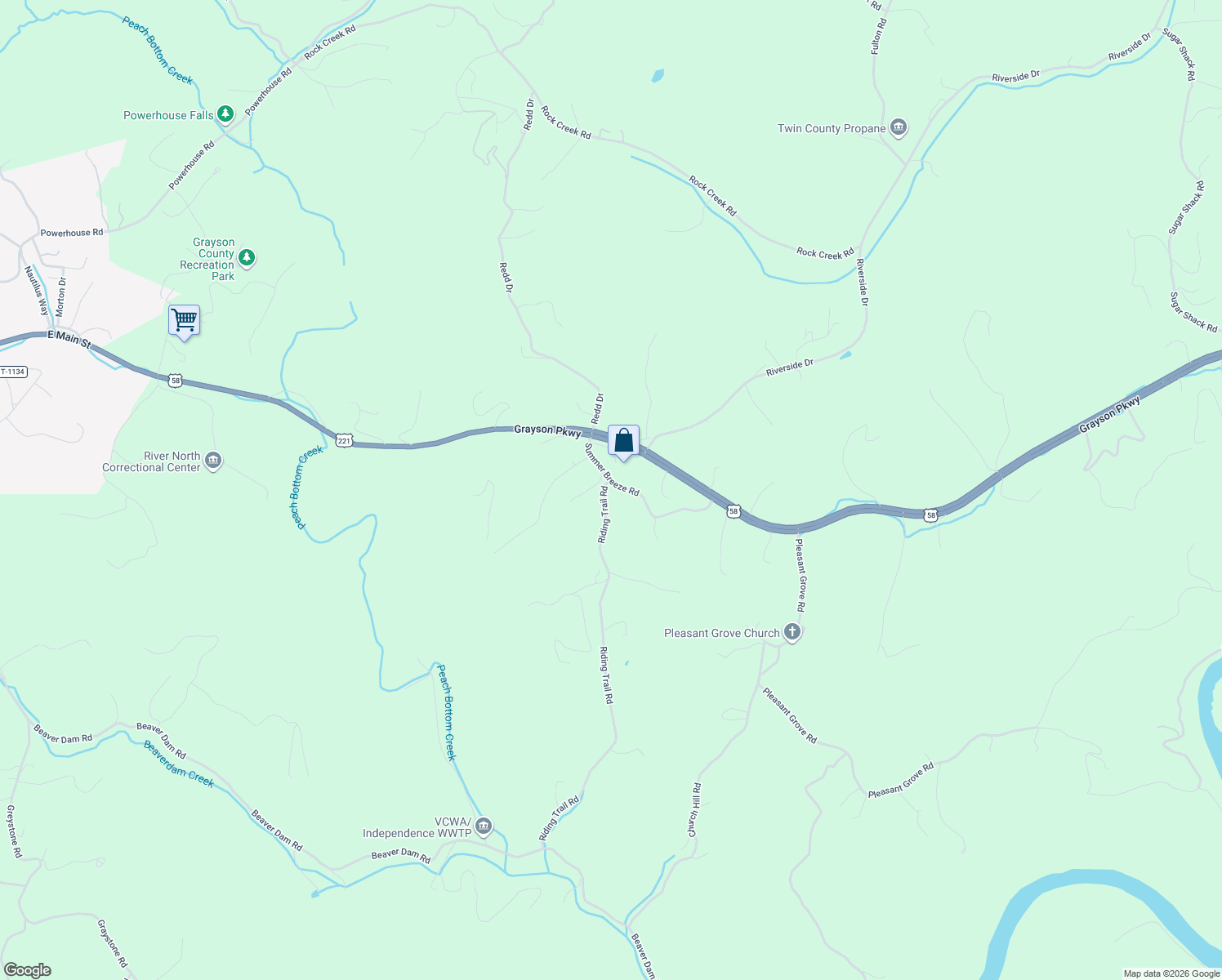 map of restaurants, bars, coffee shops, grocery stores, and more near Riding Trail Road in Independence