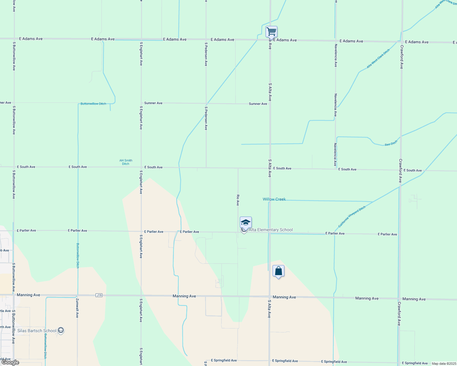 map of restaurants, bars, coffee shops, grocery stores, and more near 8053 Rio Ave in Reedley