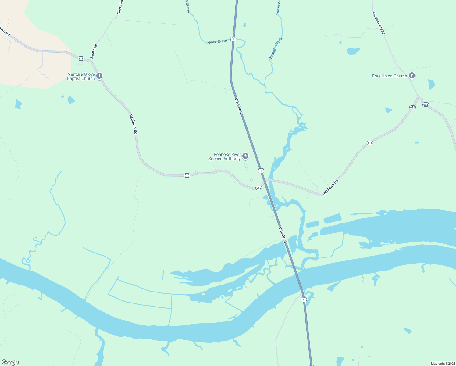 map of restaurants, bars, coffee shops, grocery stores, and more near 9330 Redlawn Road in Bracey