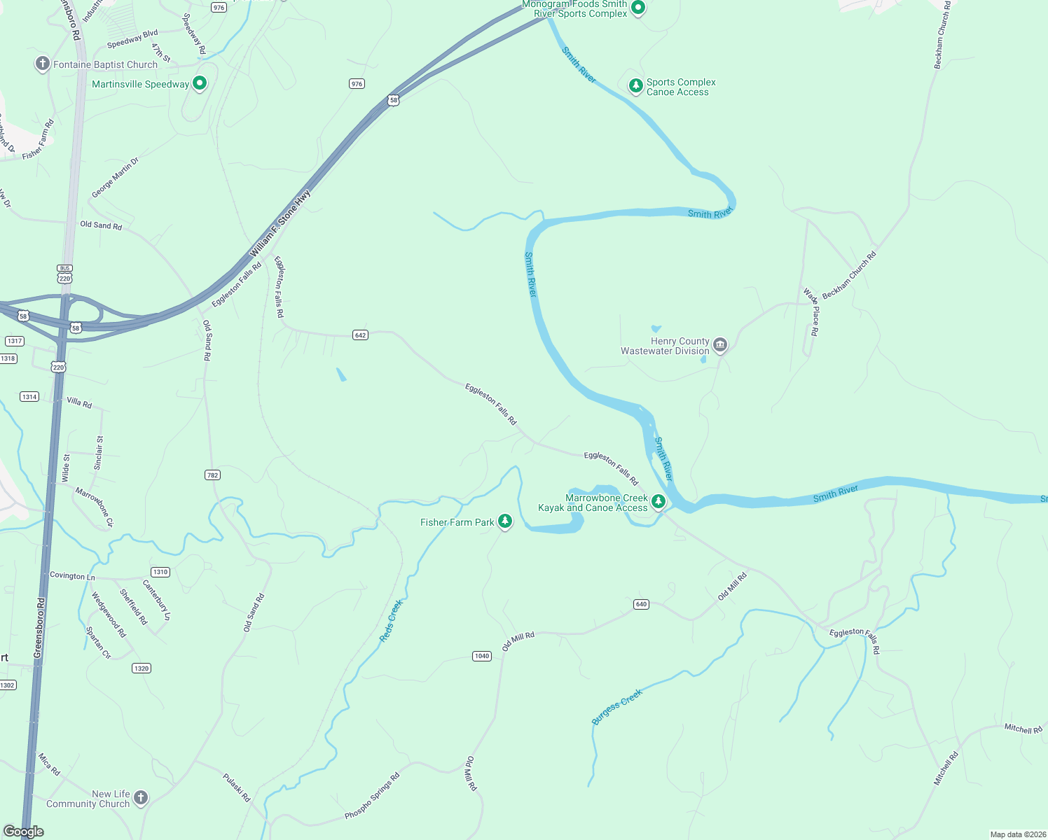 map of restaurants, bars, coffee shops, grocery stores, and more near 1511 Eggleston Falls Road in Ridgeway