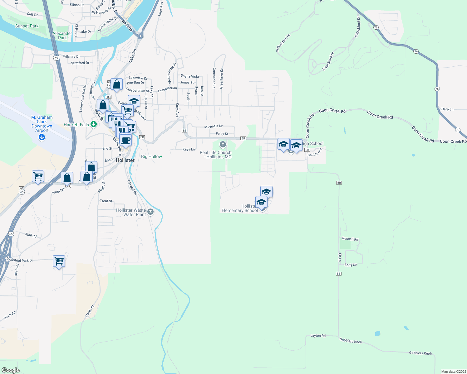 map of restaurants, bars, coffee shops, grocery stores, and more near 541 Hill Billy Lane in Hollister